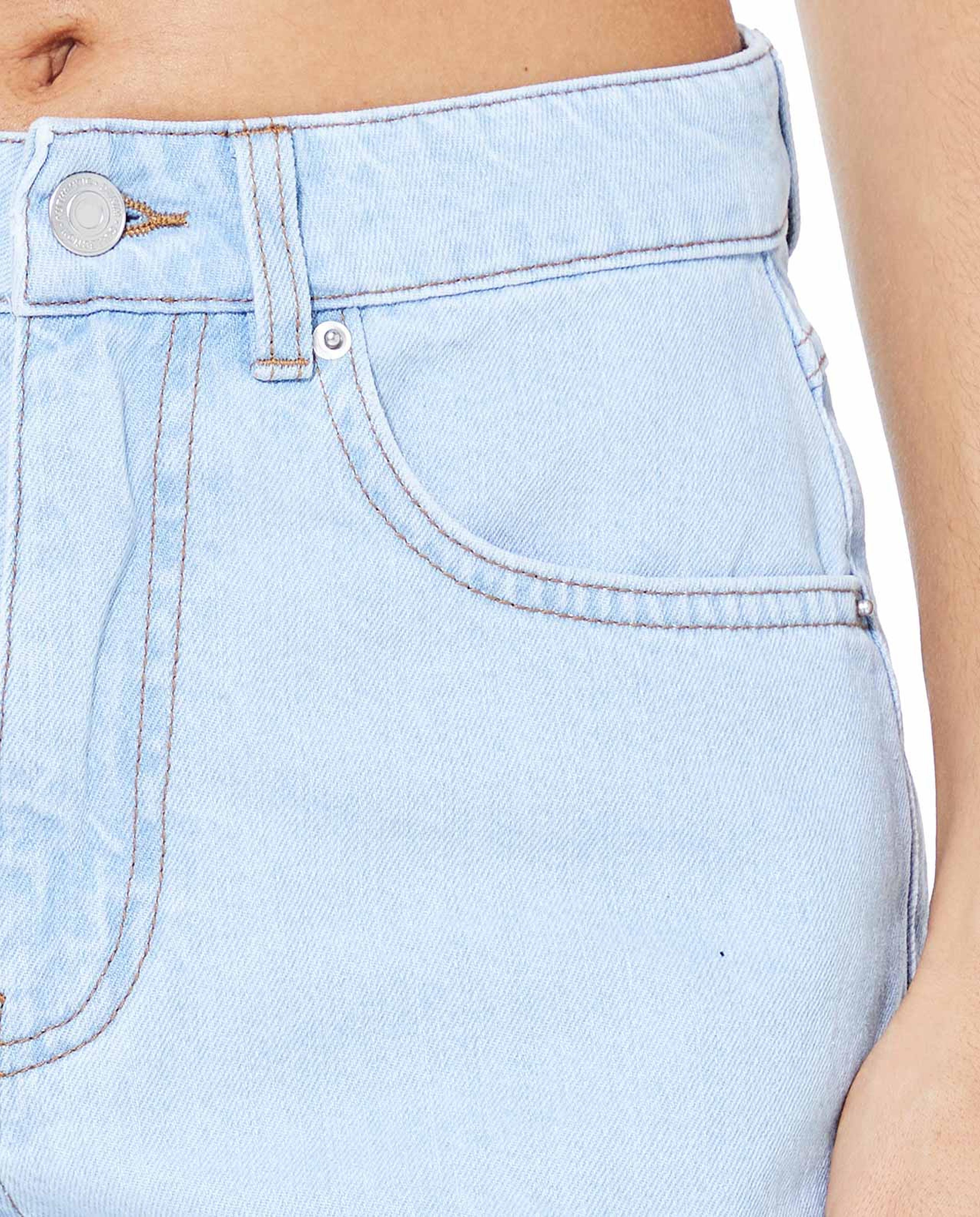 Denim Shorts with Button Closure