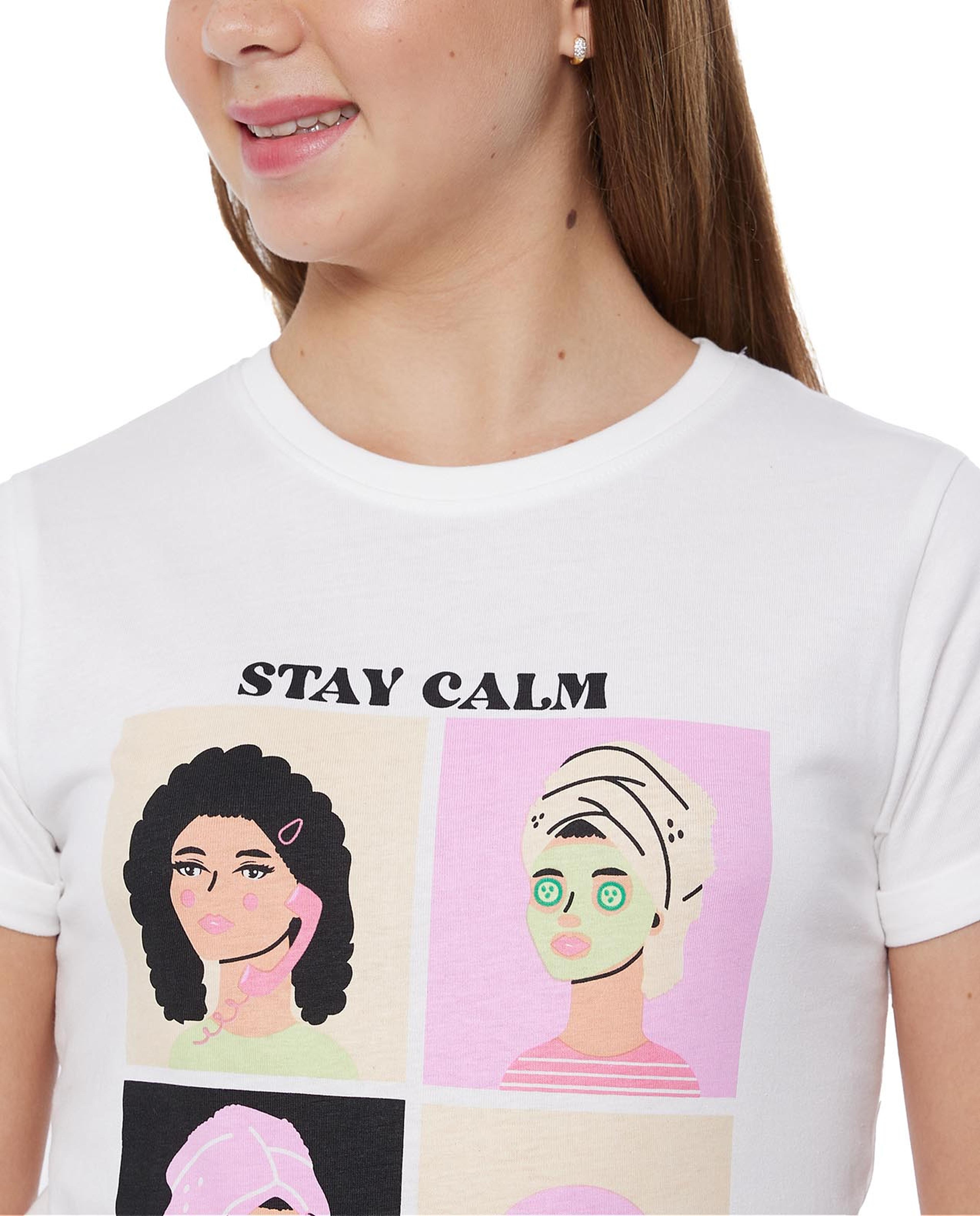 Graphic Print T-Shirt with Crew Neck and Short Sleeves