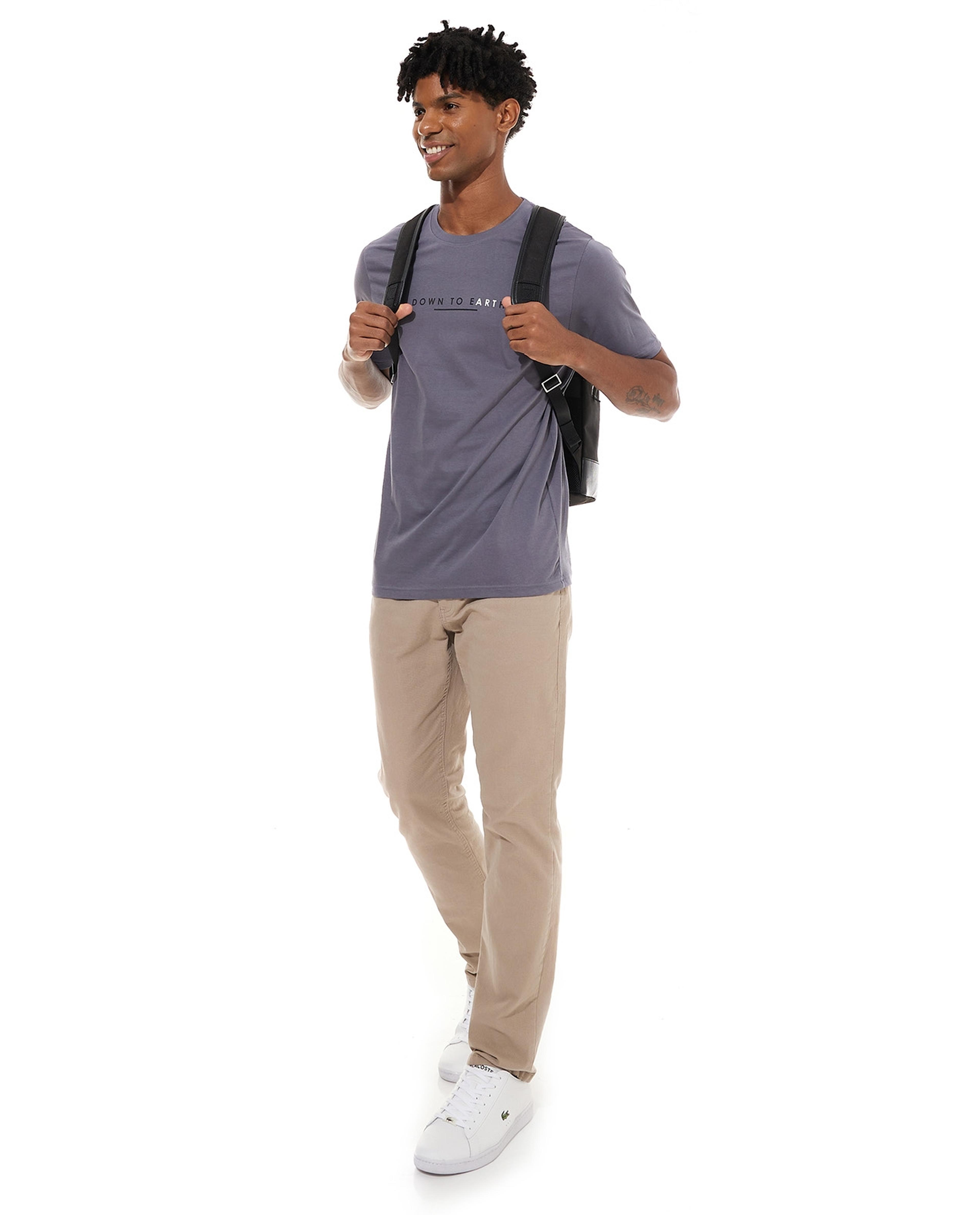 Printed T-Shirt with Crew Neck and Short Sleeves