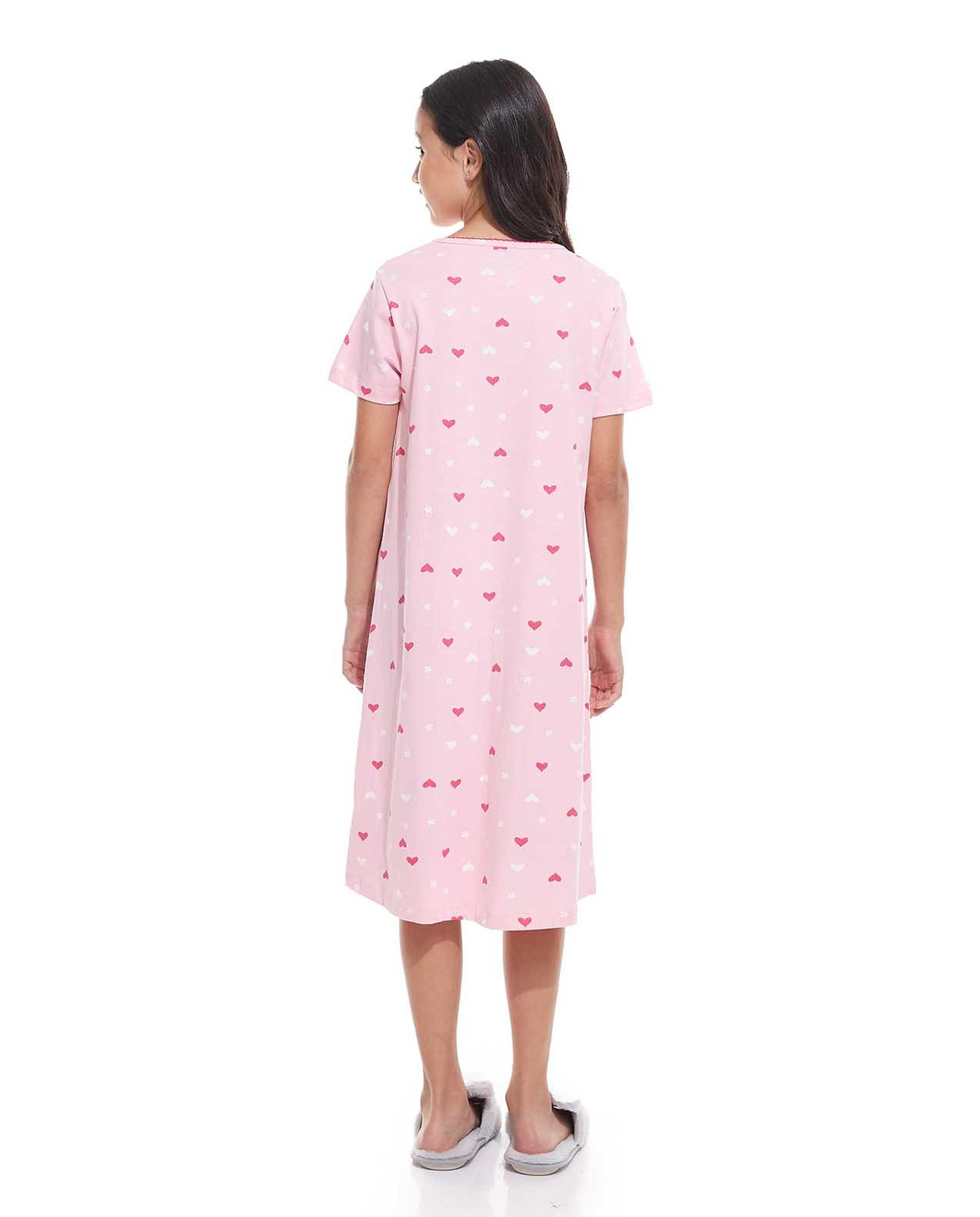 فستان نوم بطبعة - طقم من قطعتين