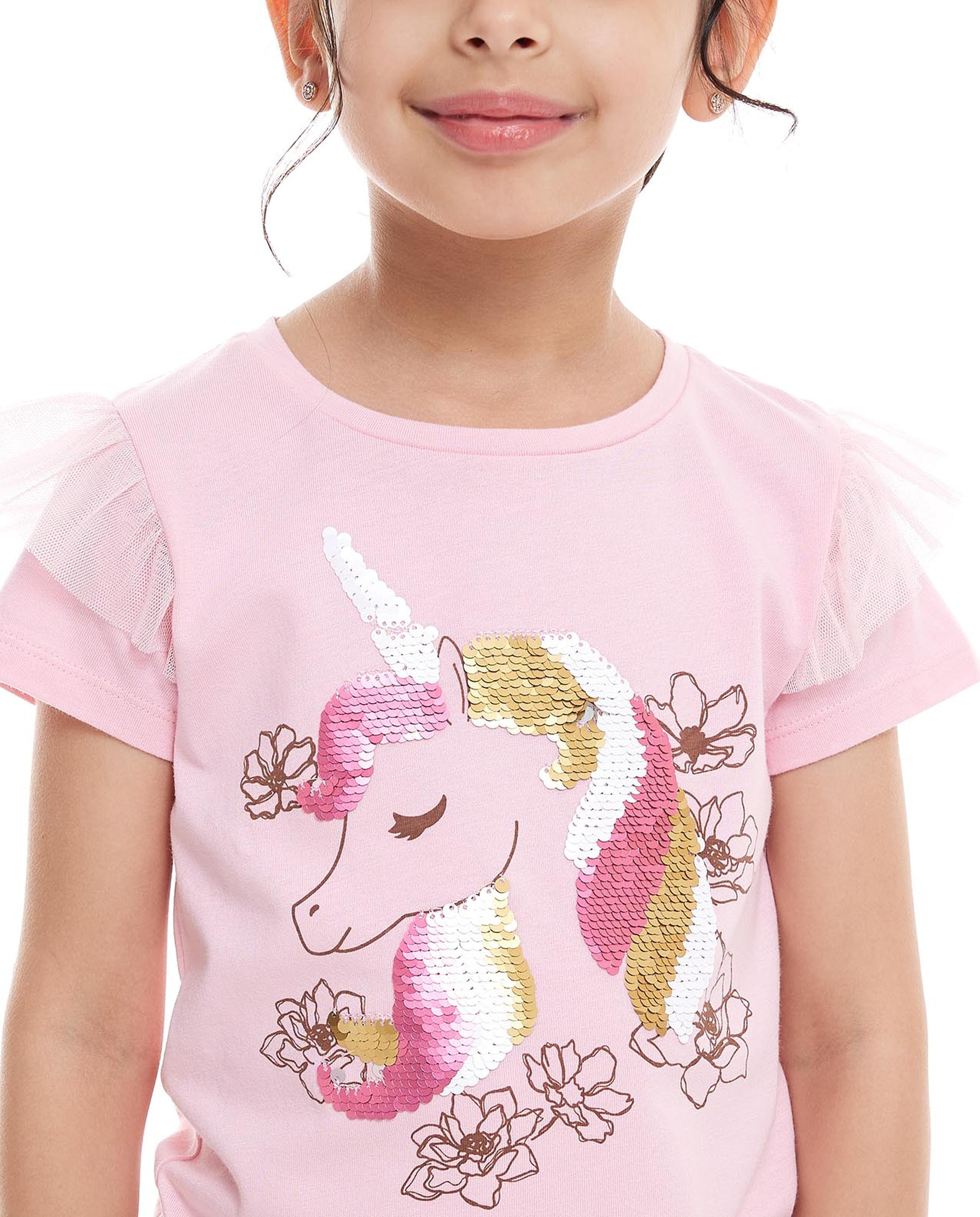 Unicorn Embellished T-Shirt and Tulle Skirt