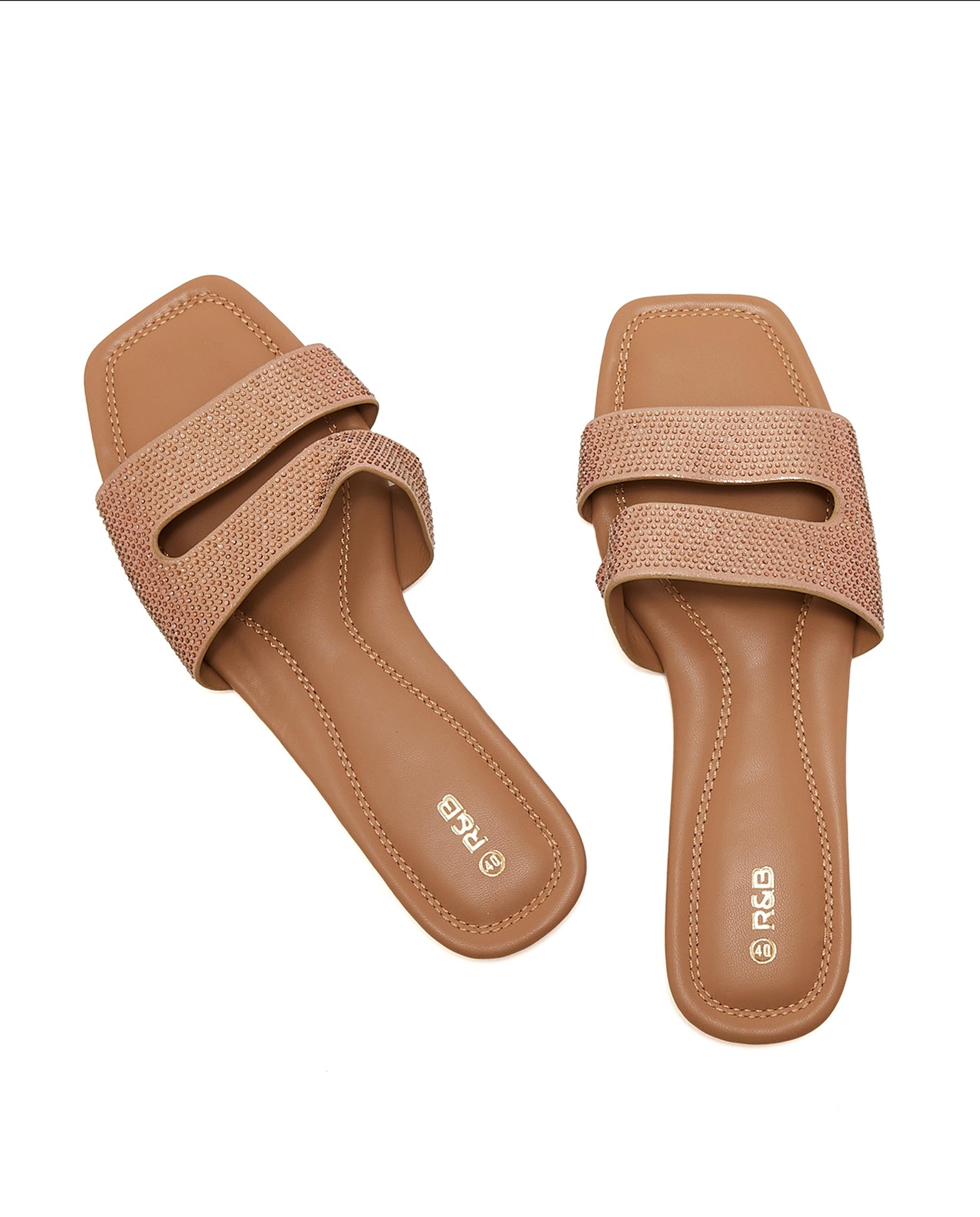 Cut-Out Strap Flat Sandals