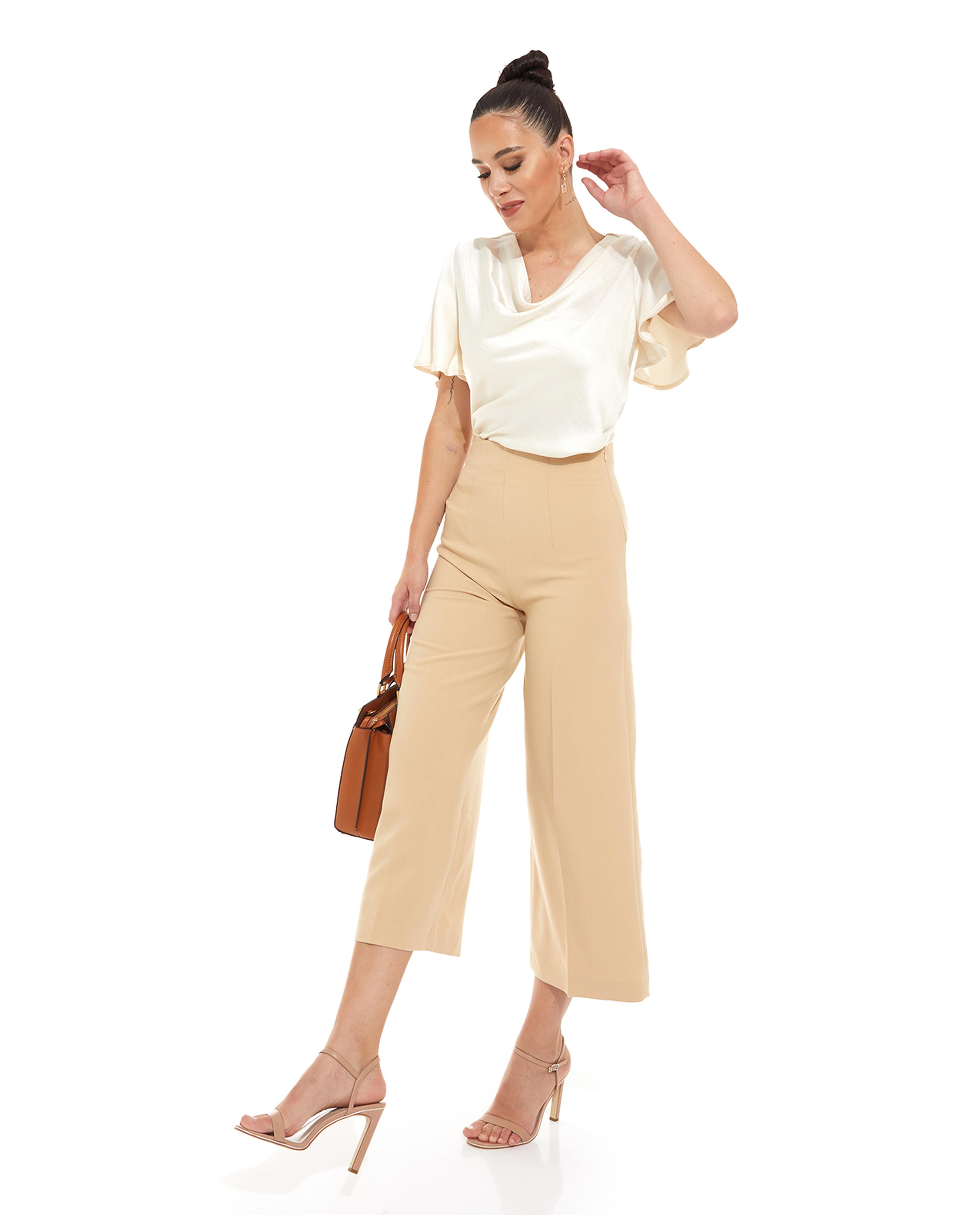 Solid Culottes with Elastic Waistband