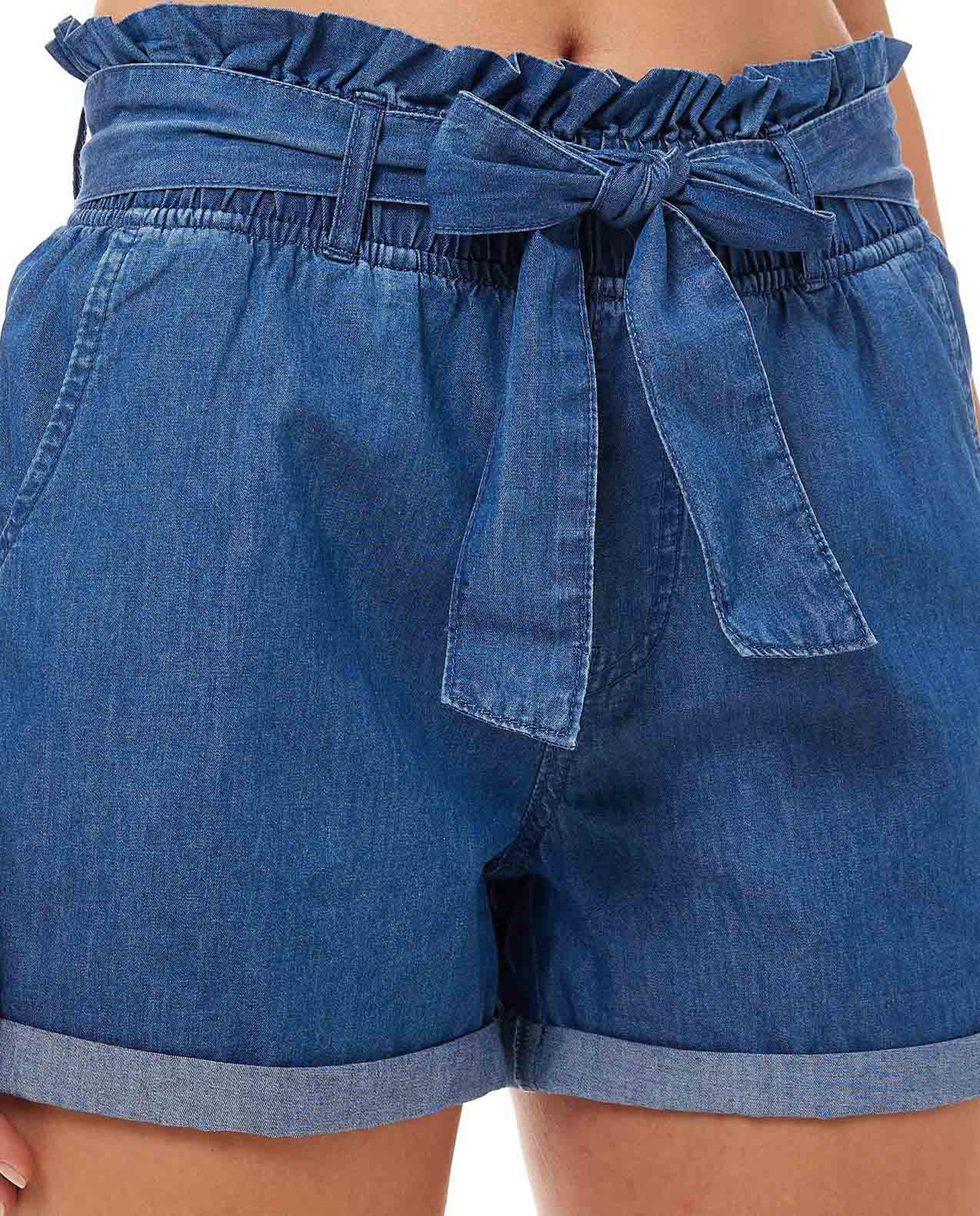 Paperbag Waist Denim Shorts