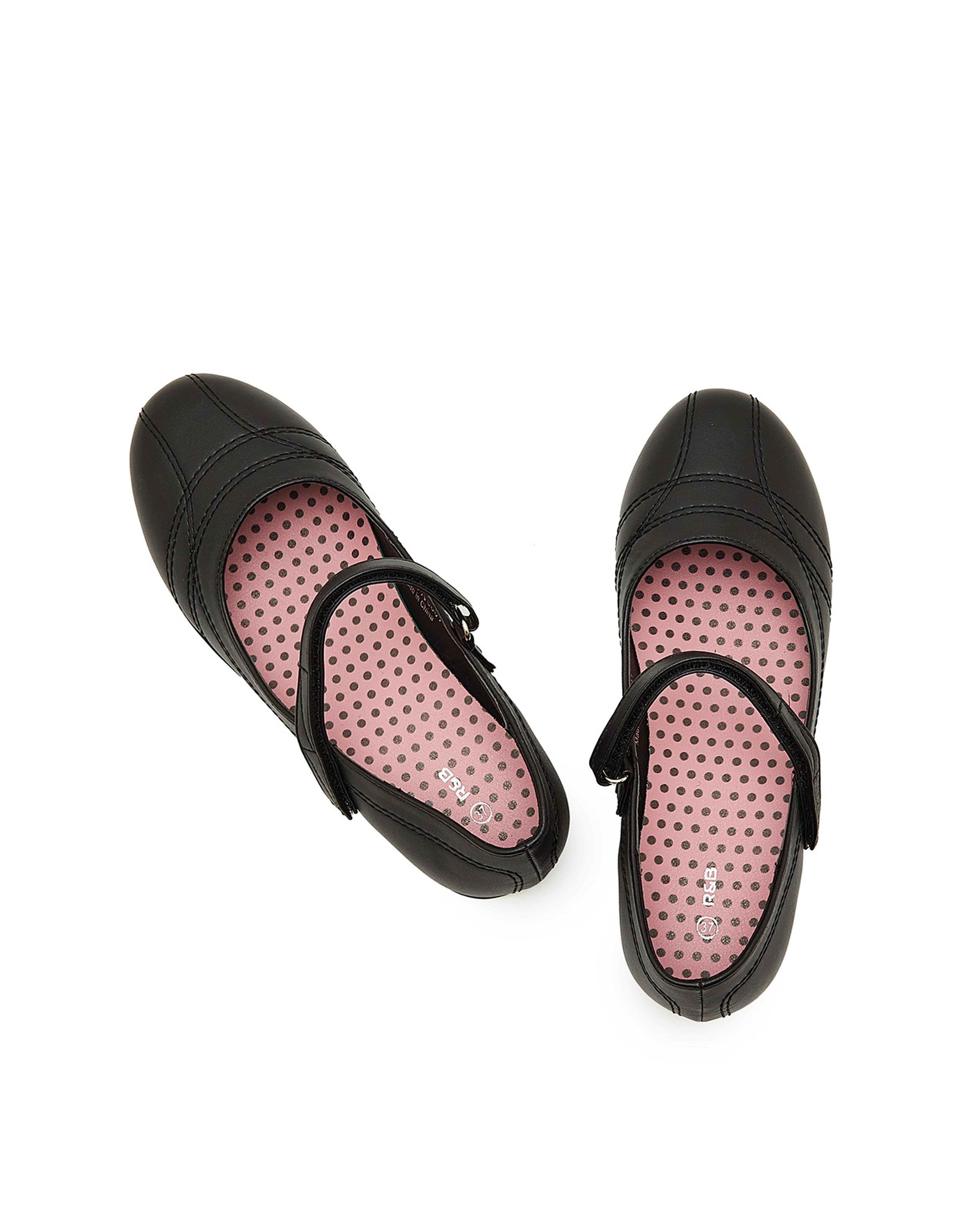 Solid Velcro Strap School Shoes