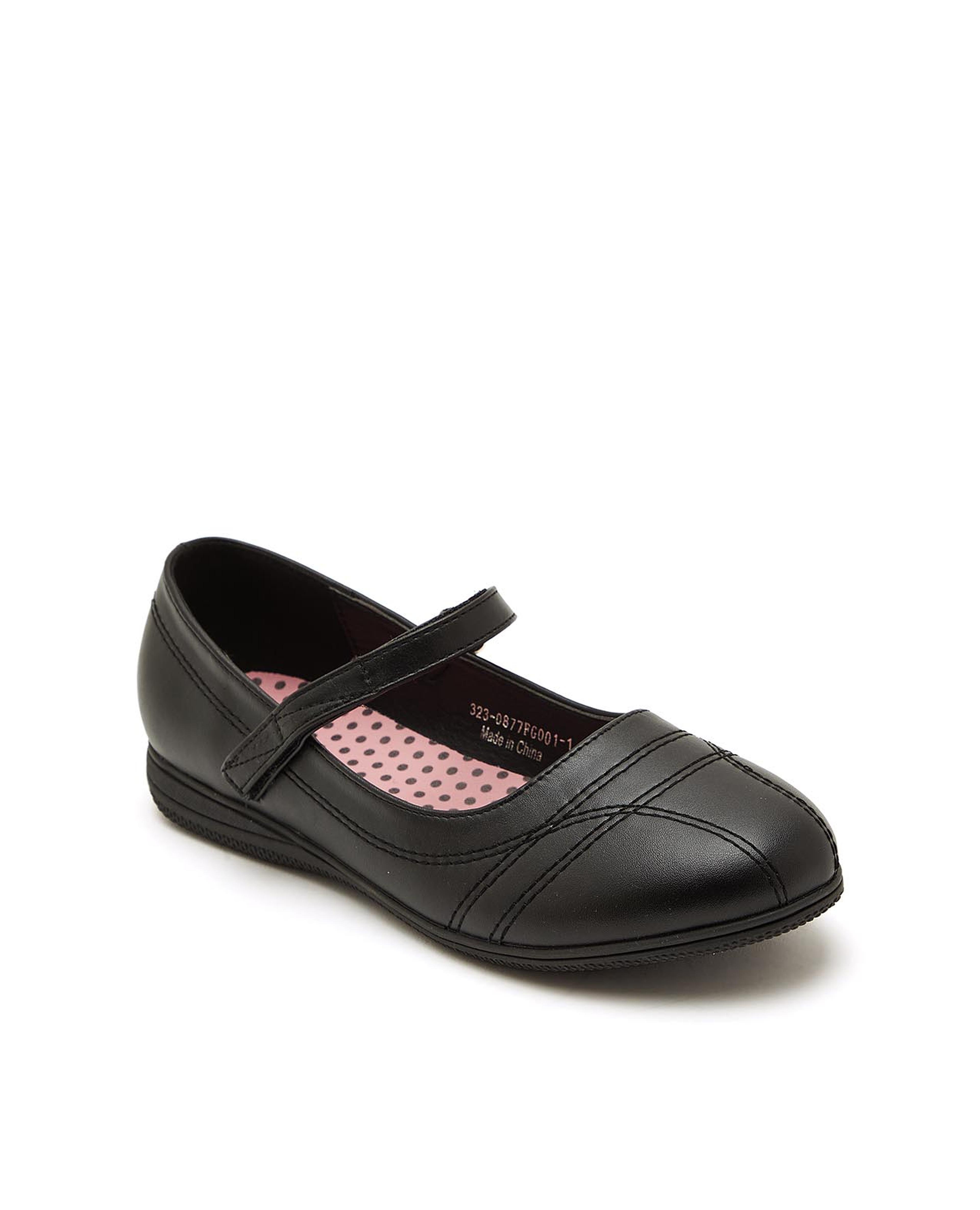 Solid Velcro Strap School Shoes