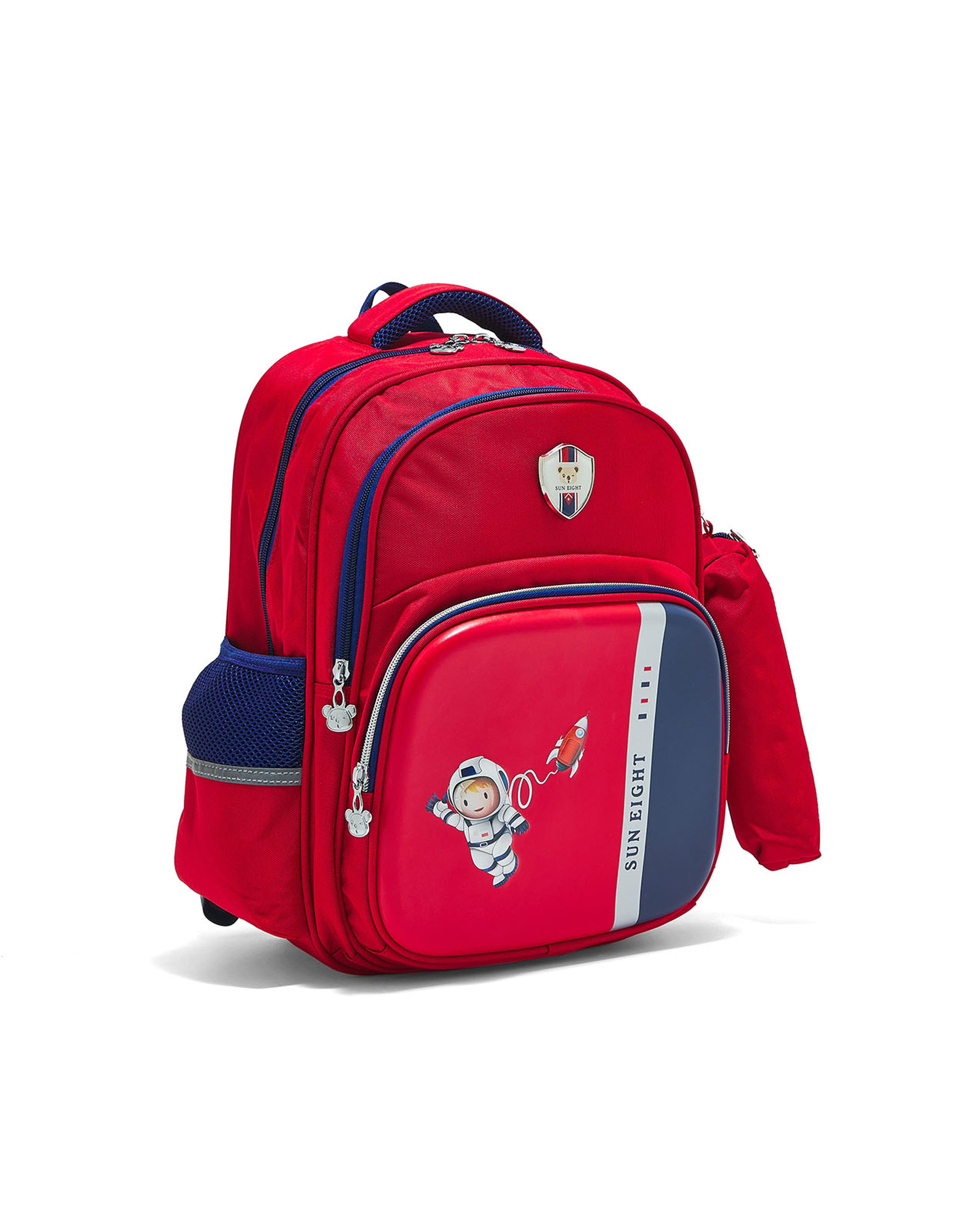 حقيبة ظهر مدرسية بطبعة مع محفظة أقلام