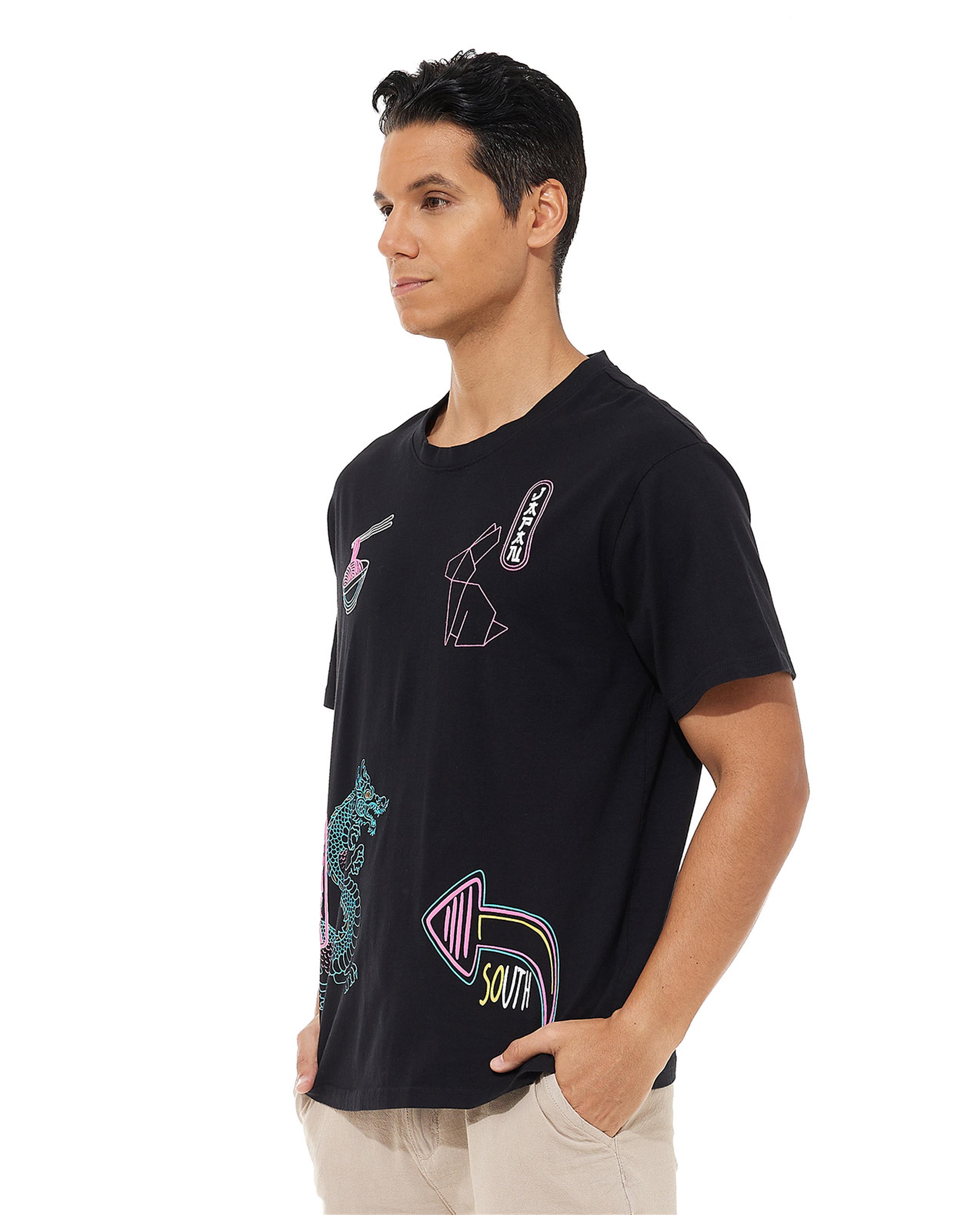 Printed T-Shirt with Crew Neck and Short Sleeves