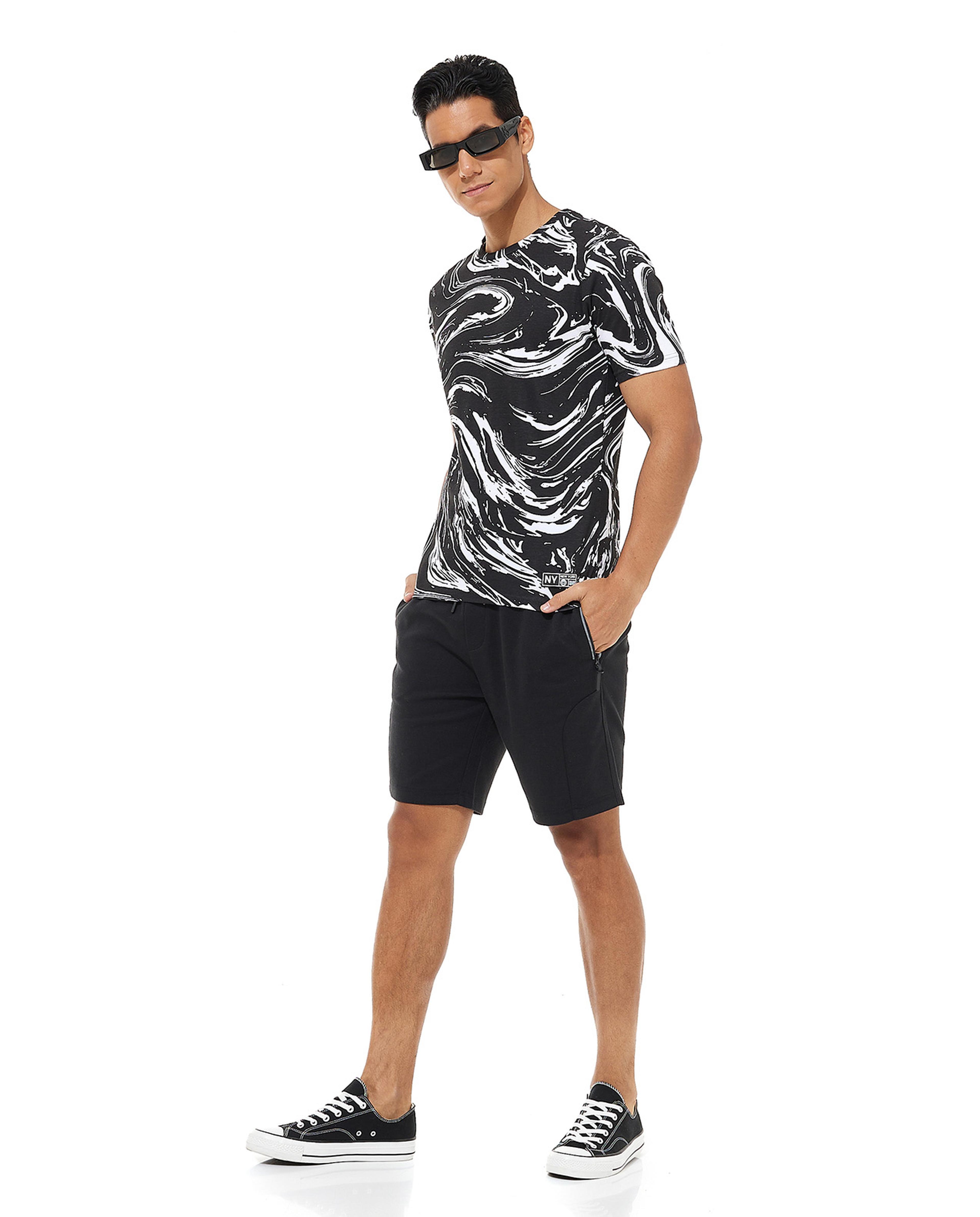 Printed T-Shirt with Crew Neck and Short Sleeves