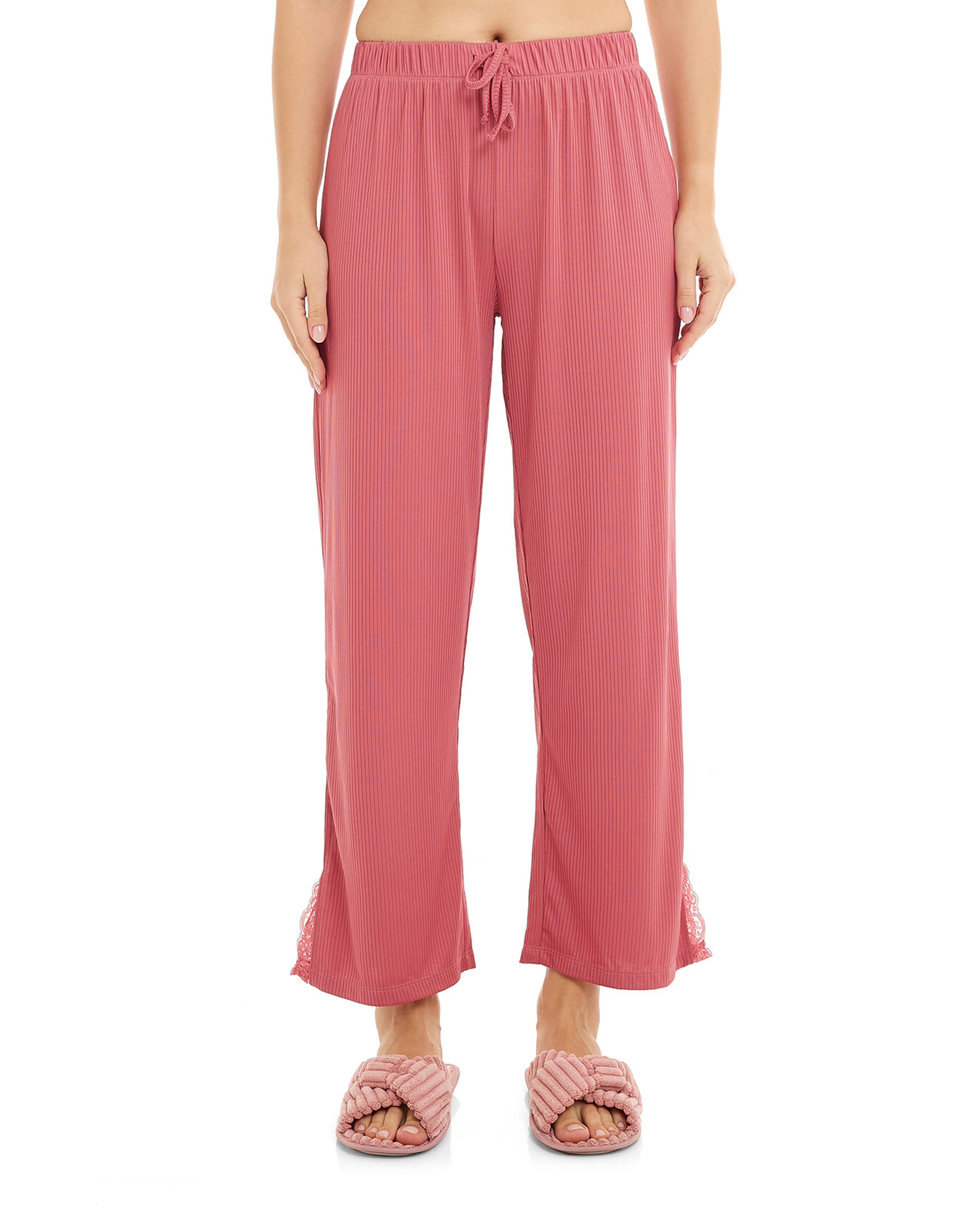 Solid Sleep Bottoms with Drawstring Waist