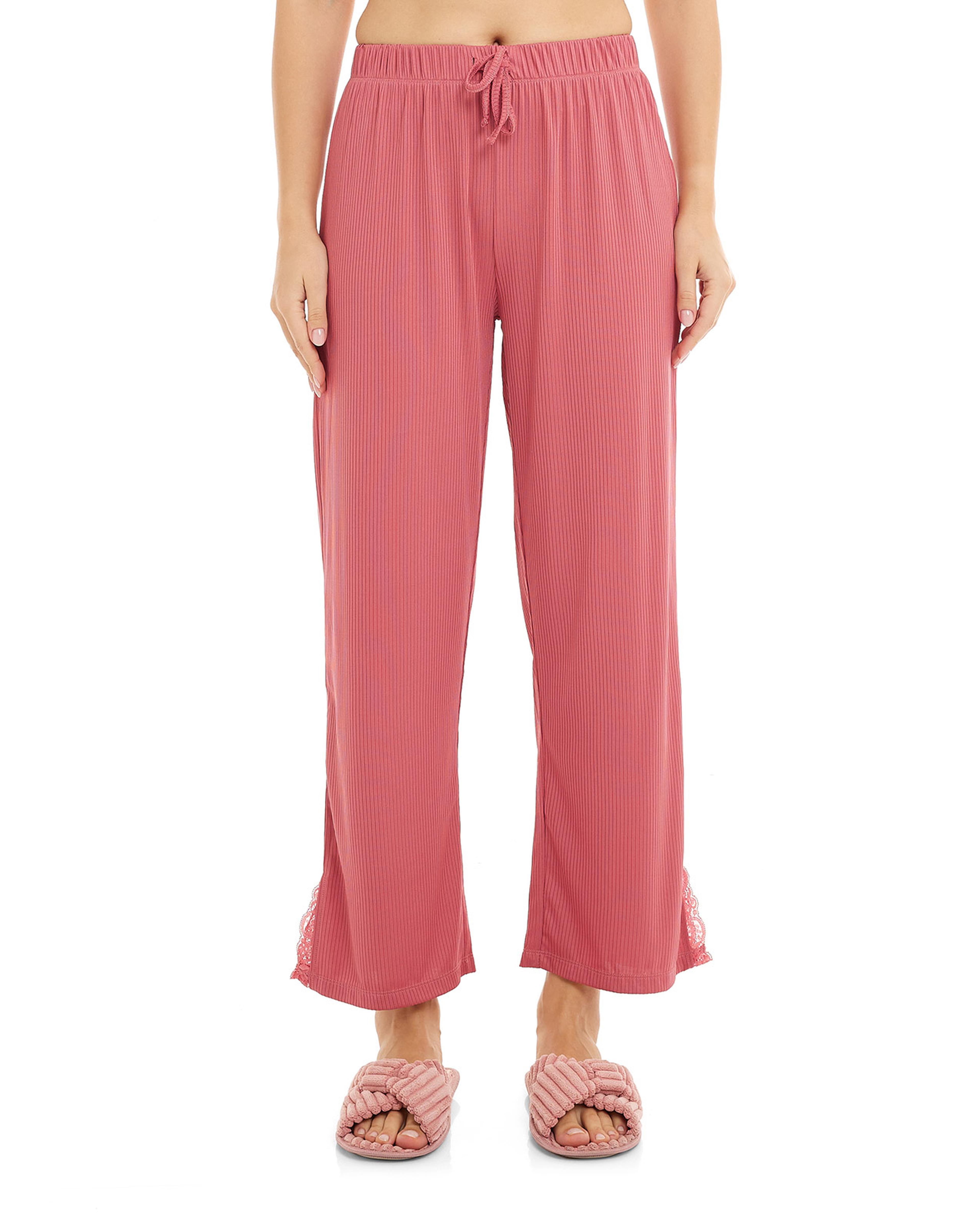 Solid Sleep Bottoms with Drawstring Waist