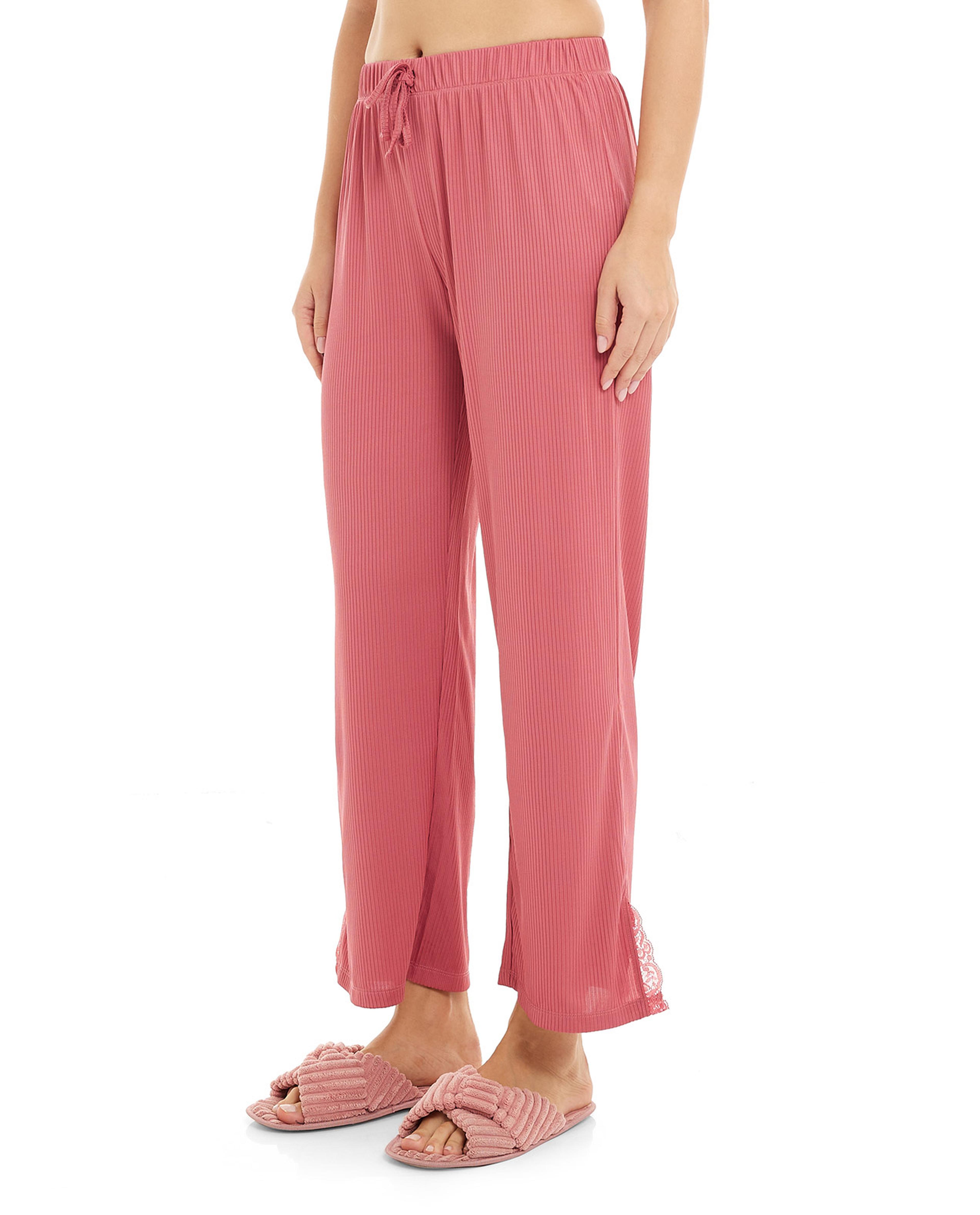 Solid Sleep Bottoms with Drawstring Waist