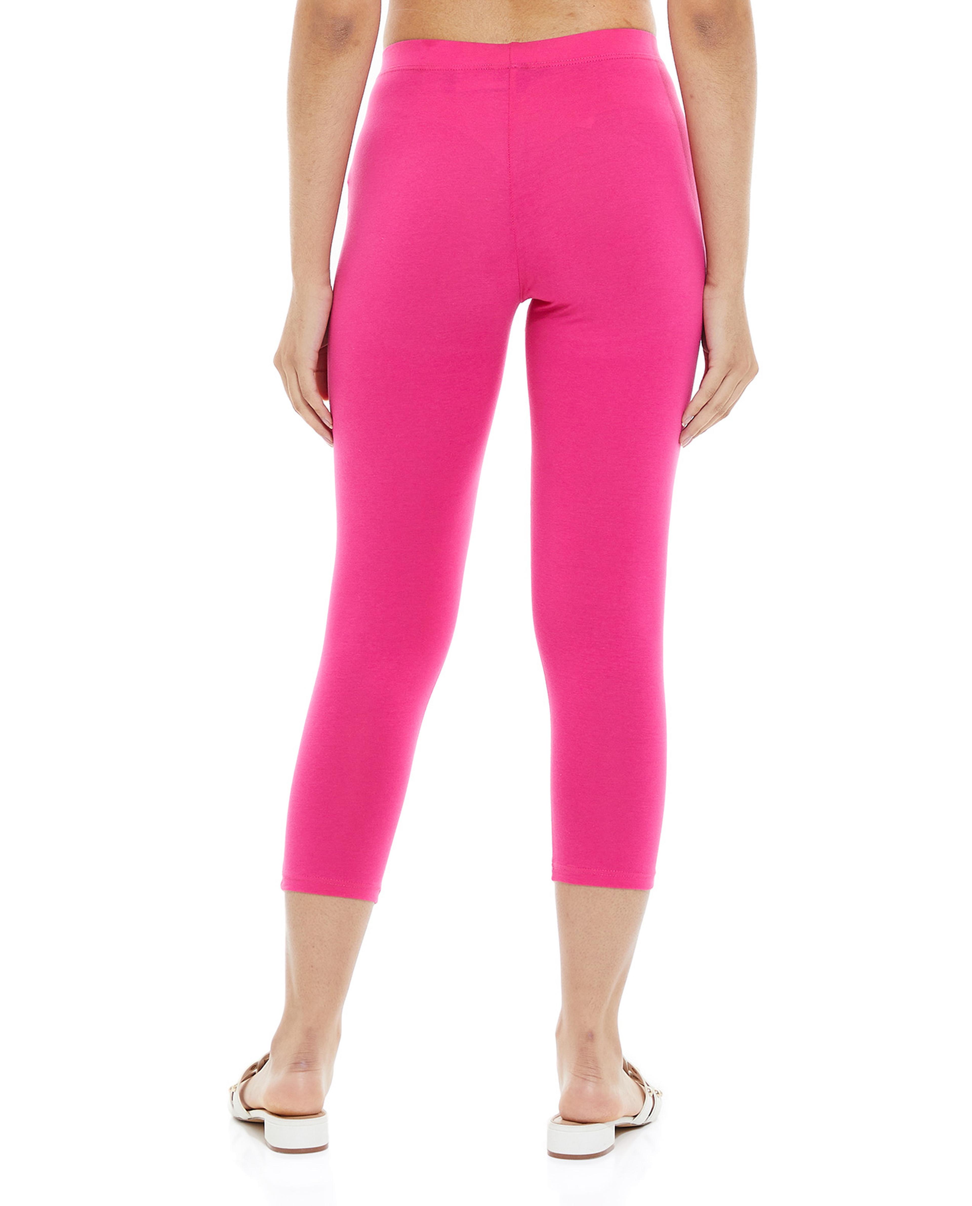 Solid Cropped Leggings with Elasticated Waist