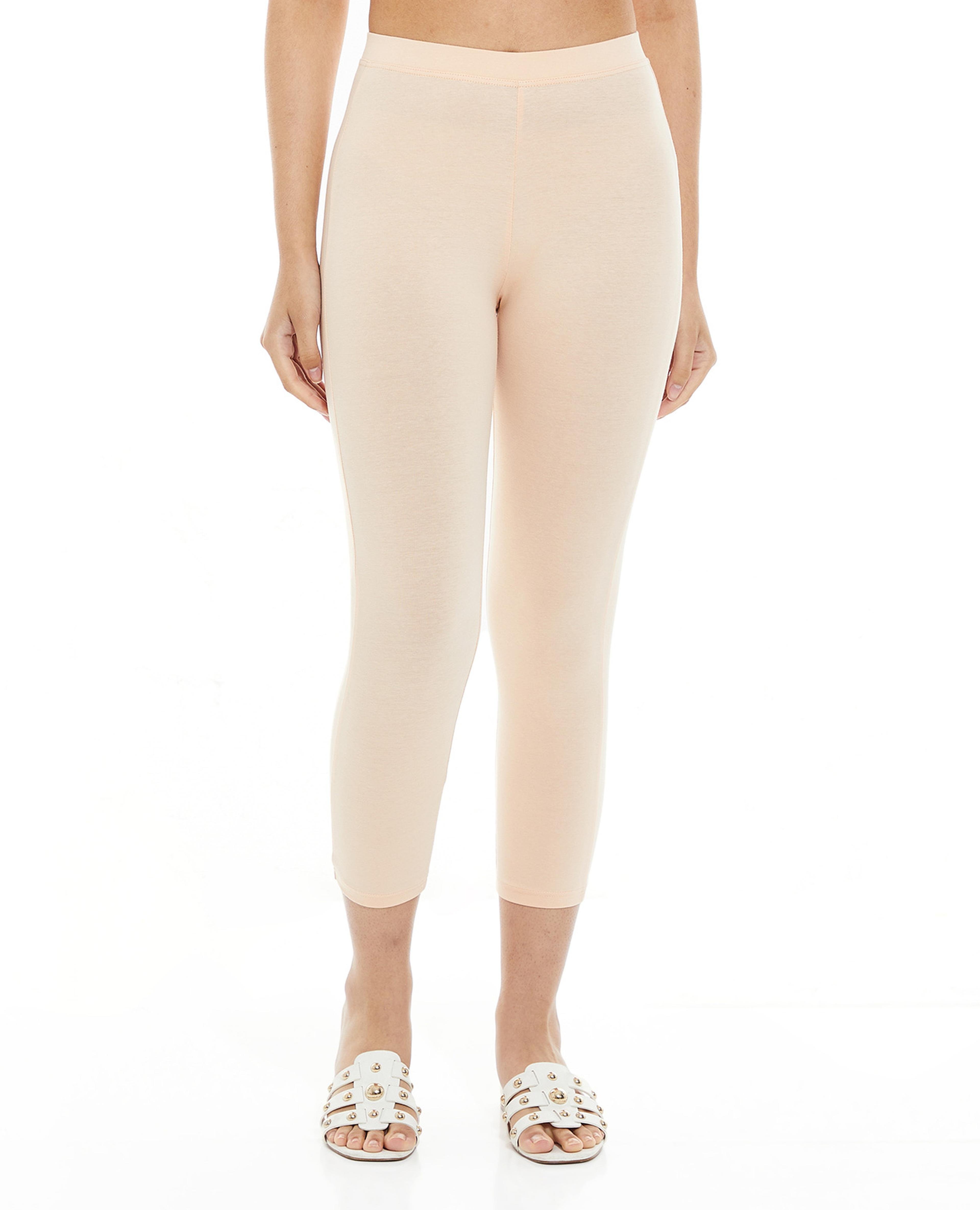 Solid Cropped Leggings with Elasticated Waist