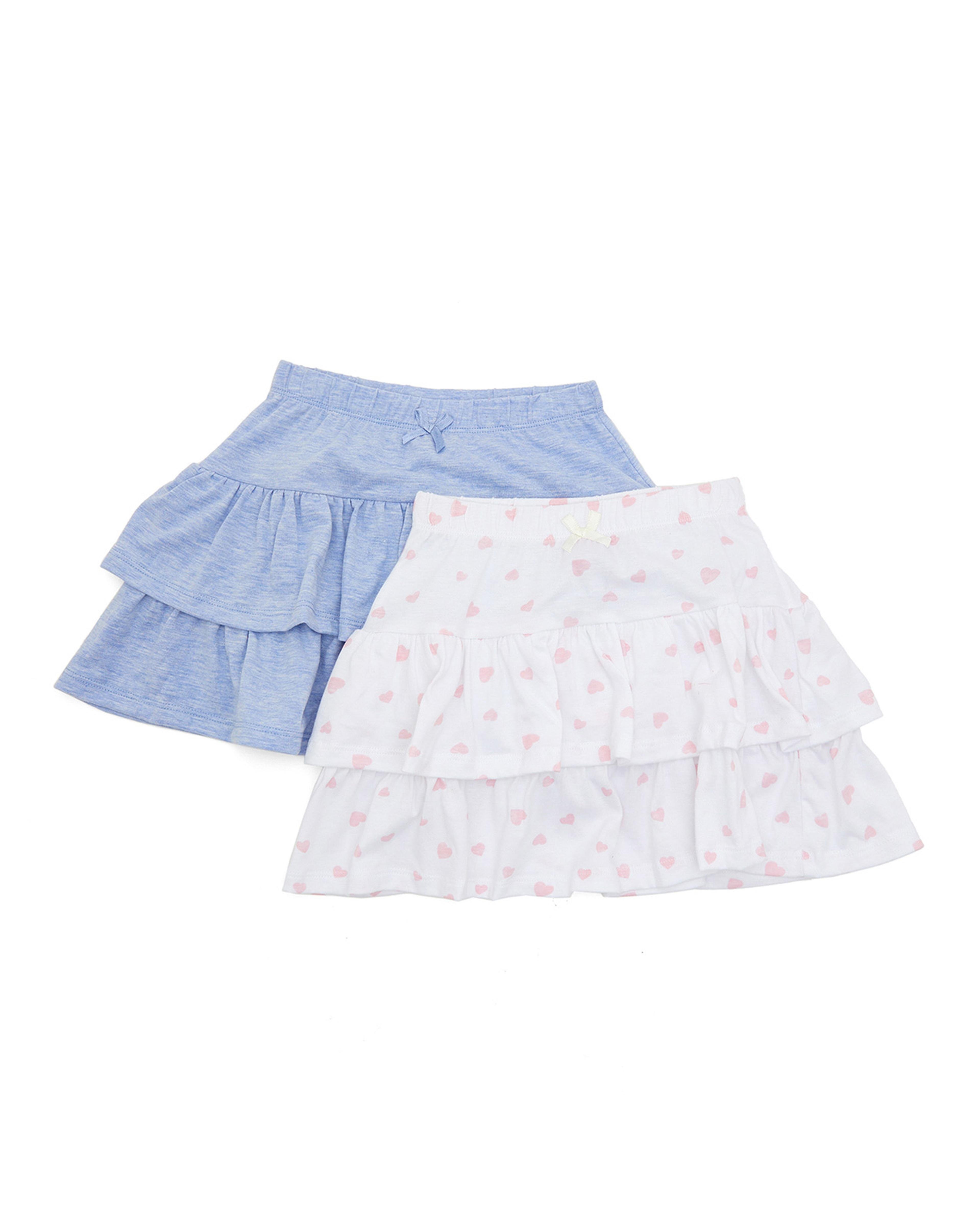 Pack of 2 Solid and Printed Mini Skirt