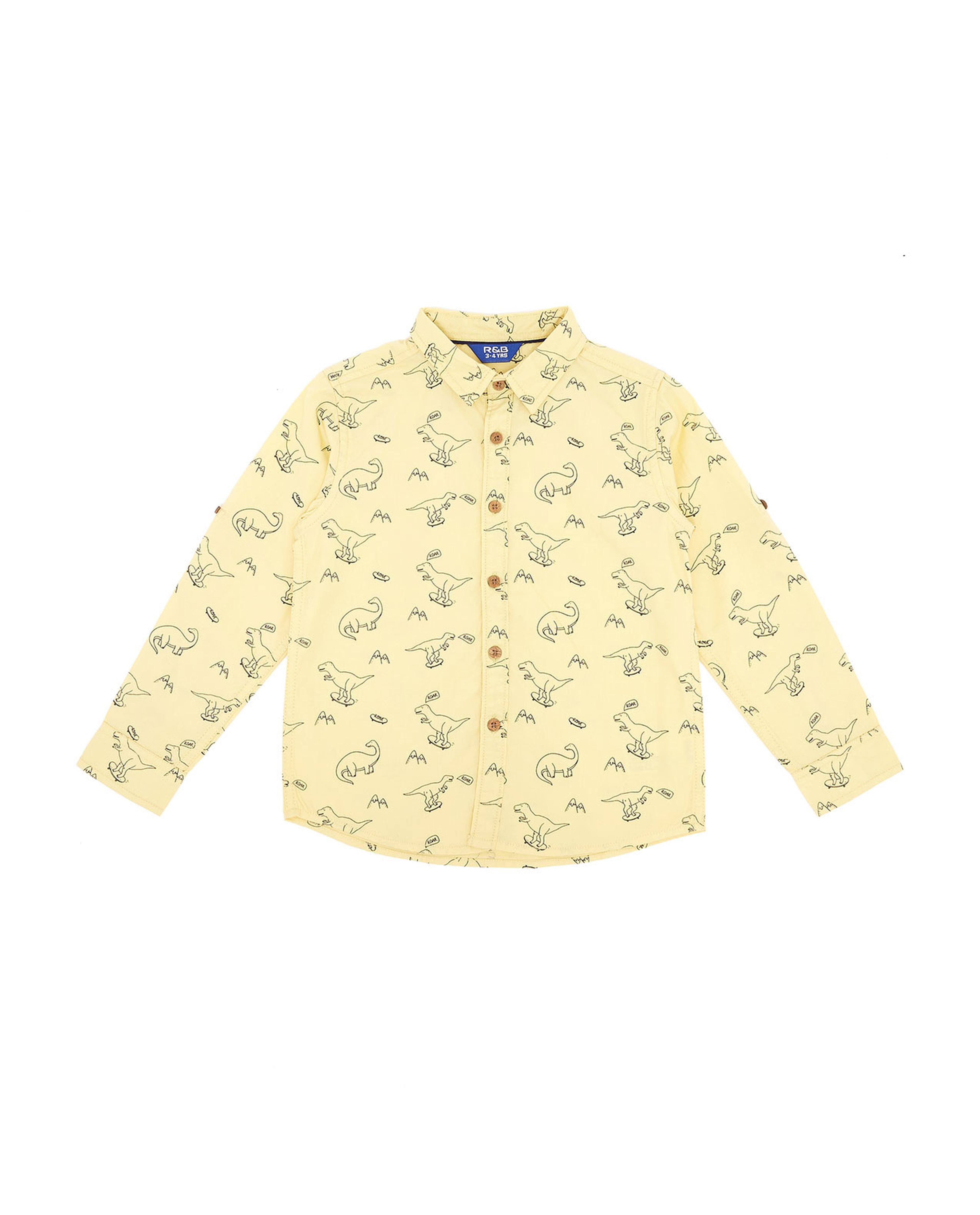 All Over Print Shirt with Classic Collar and Short Sleeves