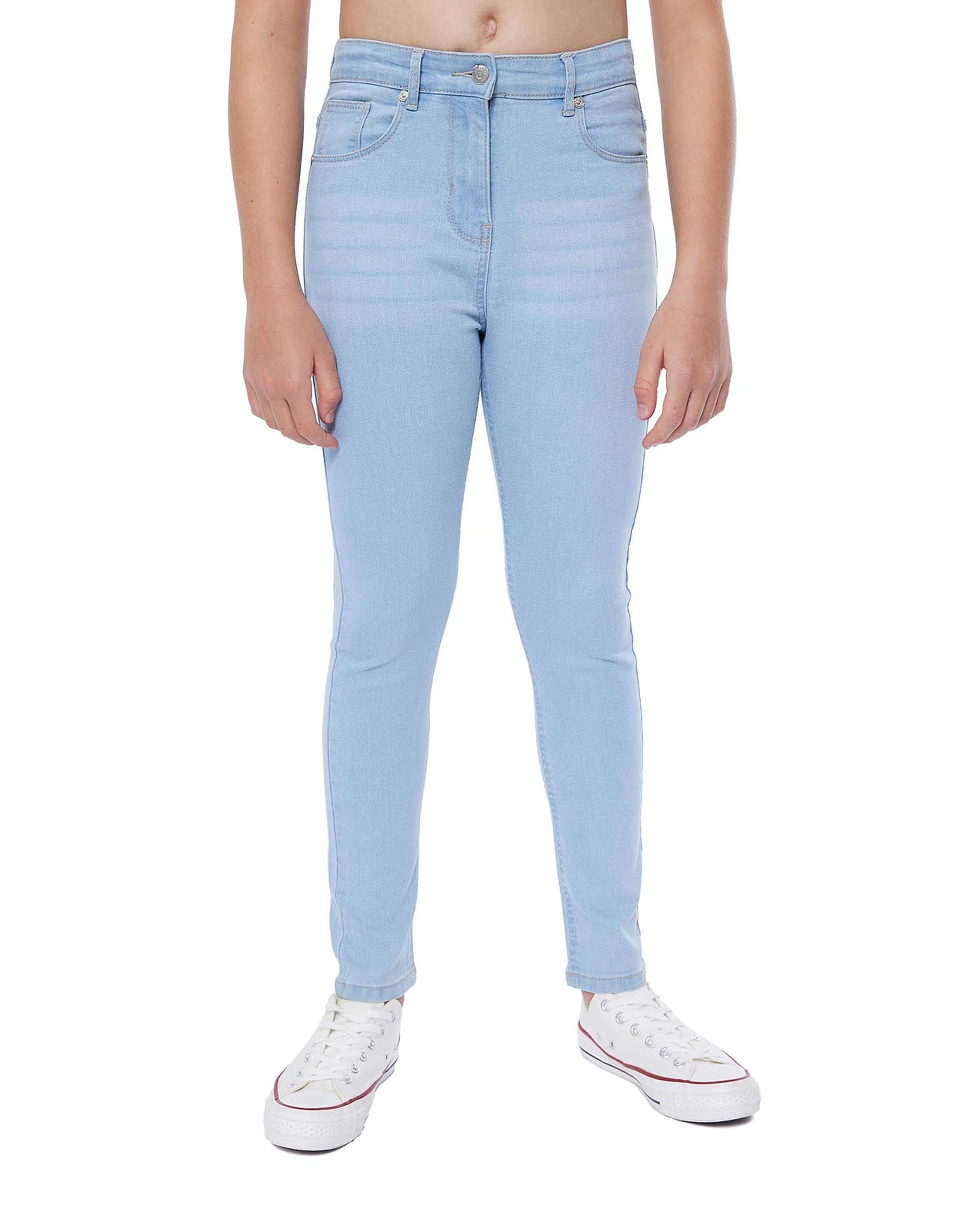 Solid Slim Fit Jeans with Button Closure