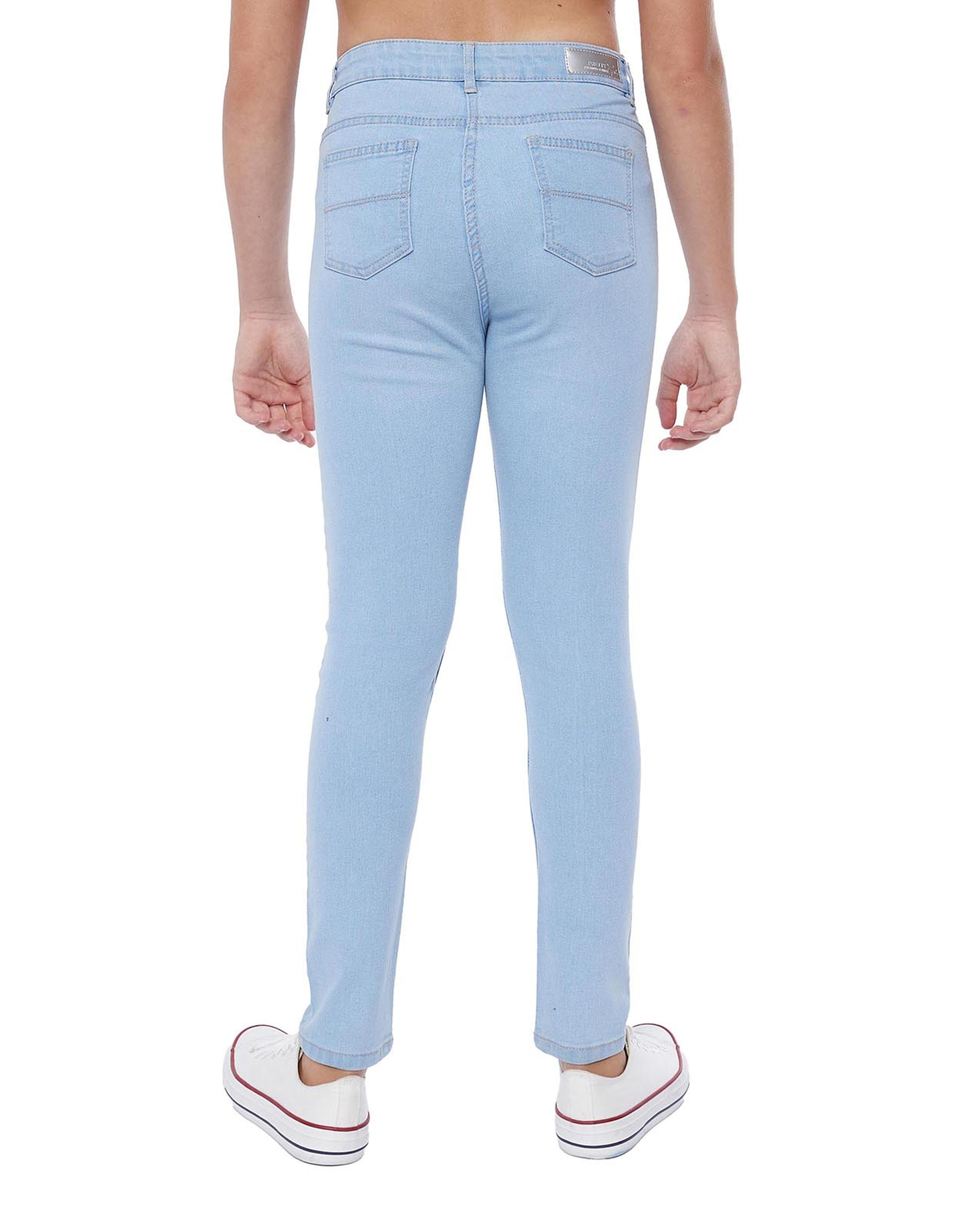 Solid Slim Fit Jeans with Button Closure