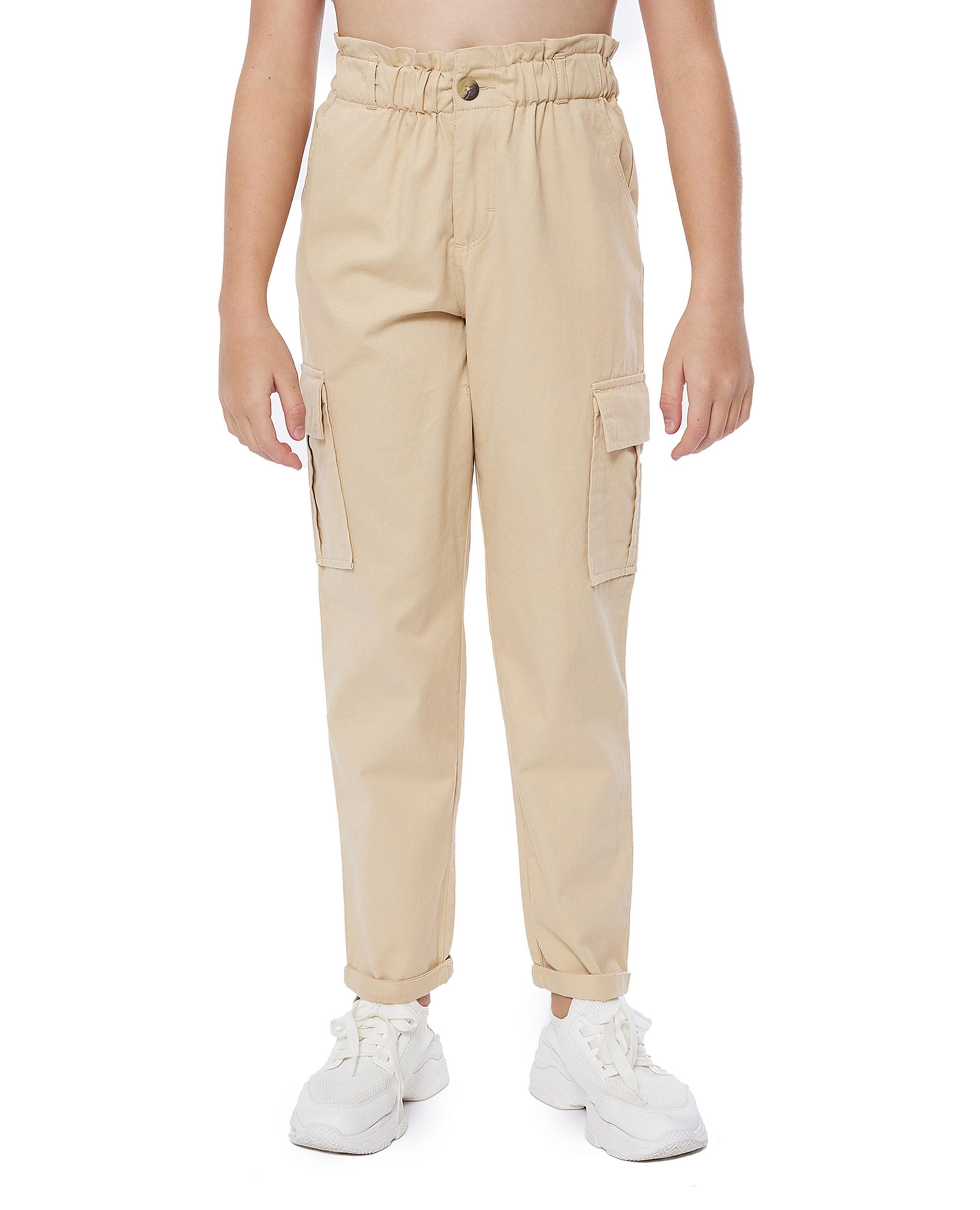 Solid Trousers with Elastic Waist
