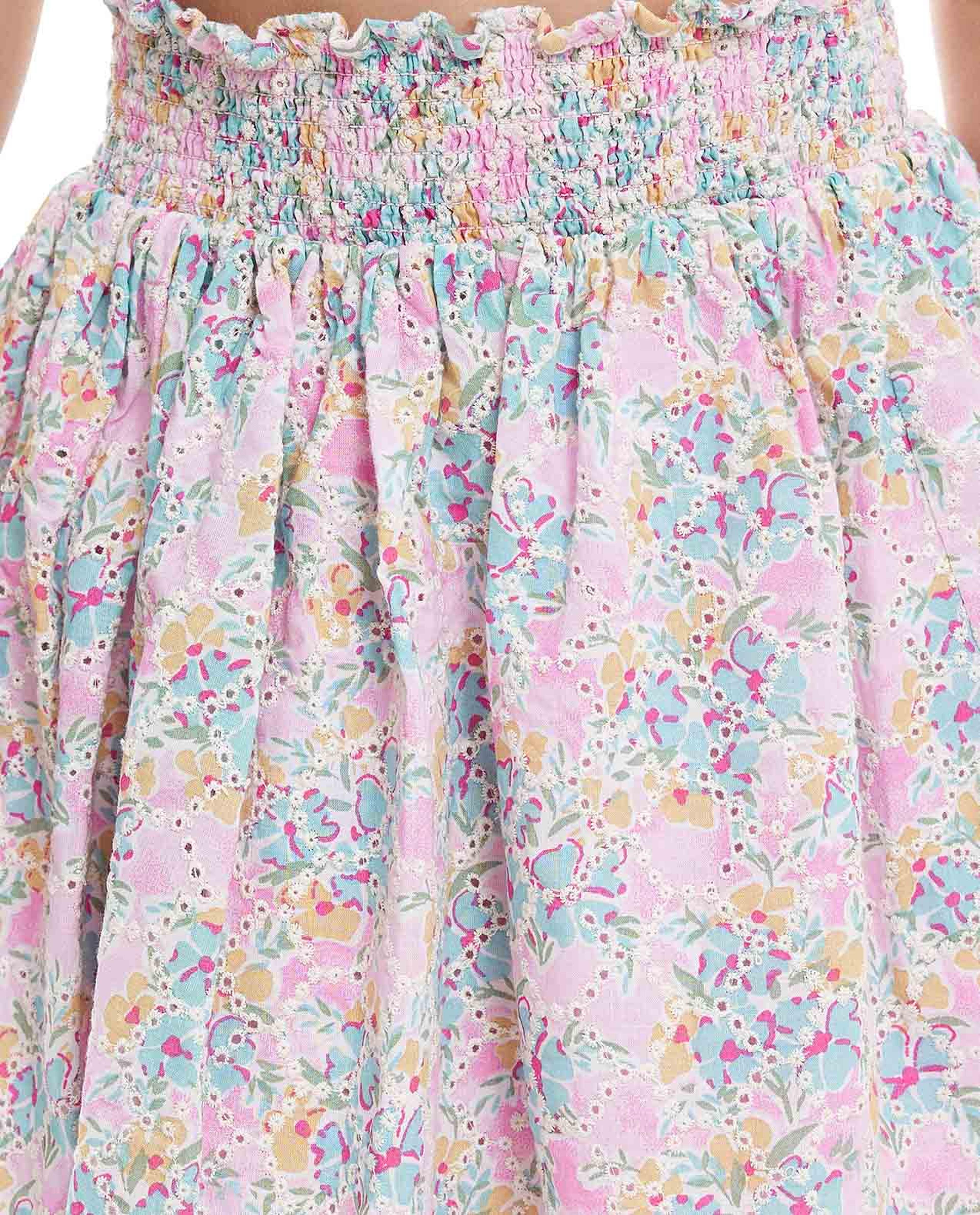 Floral Print Mini Skirt with Elastic Waist