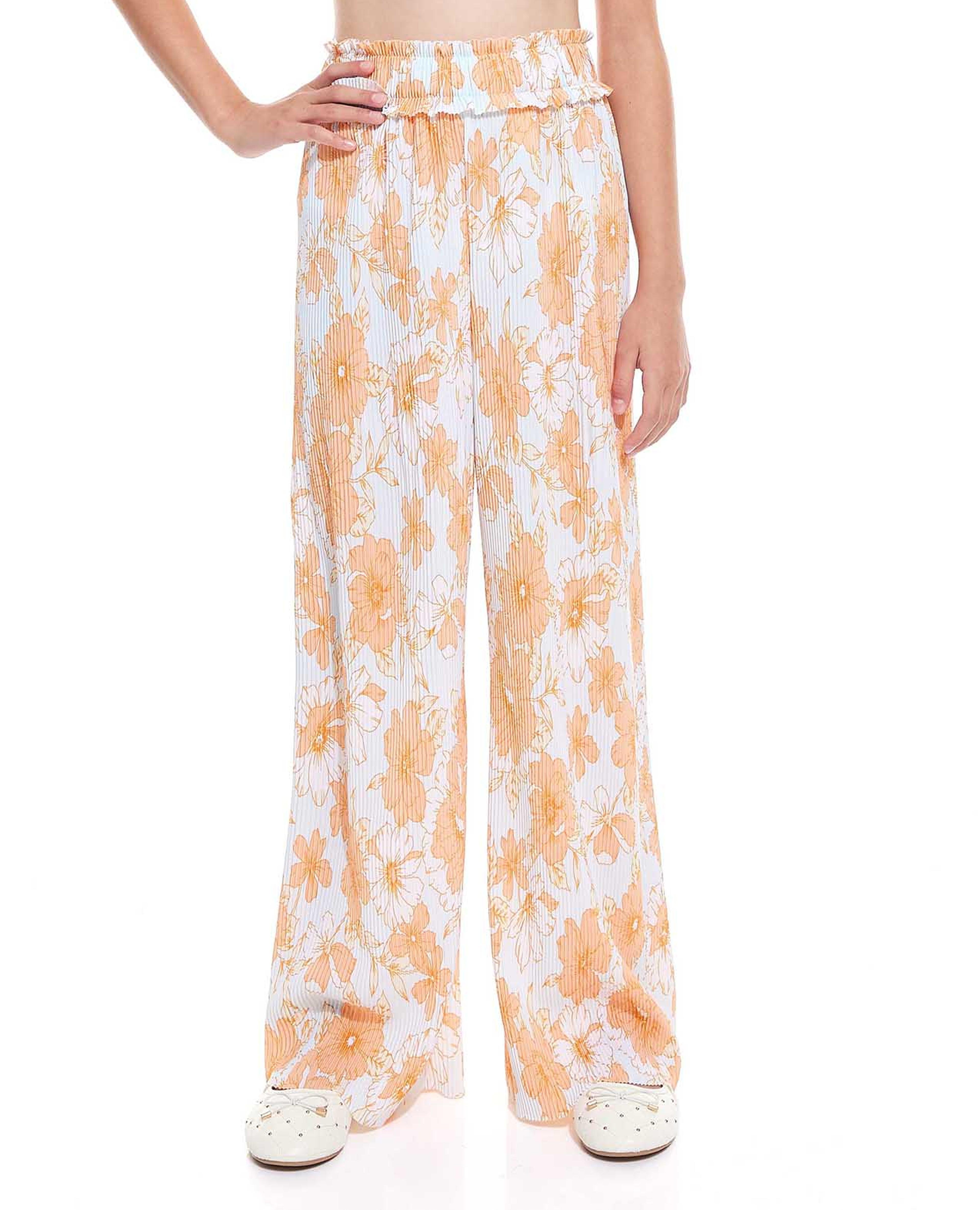 Floral Print Pant with Elastic Waist