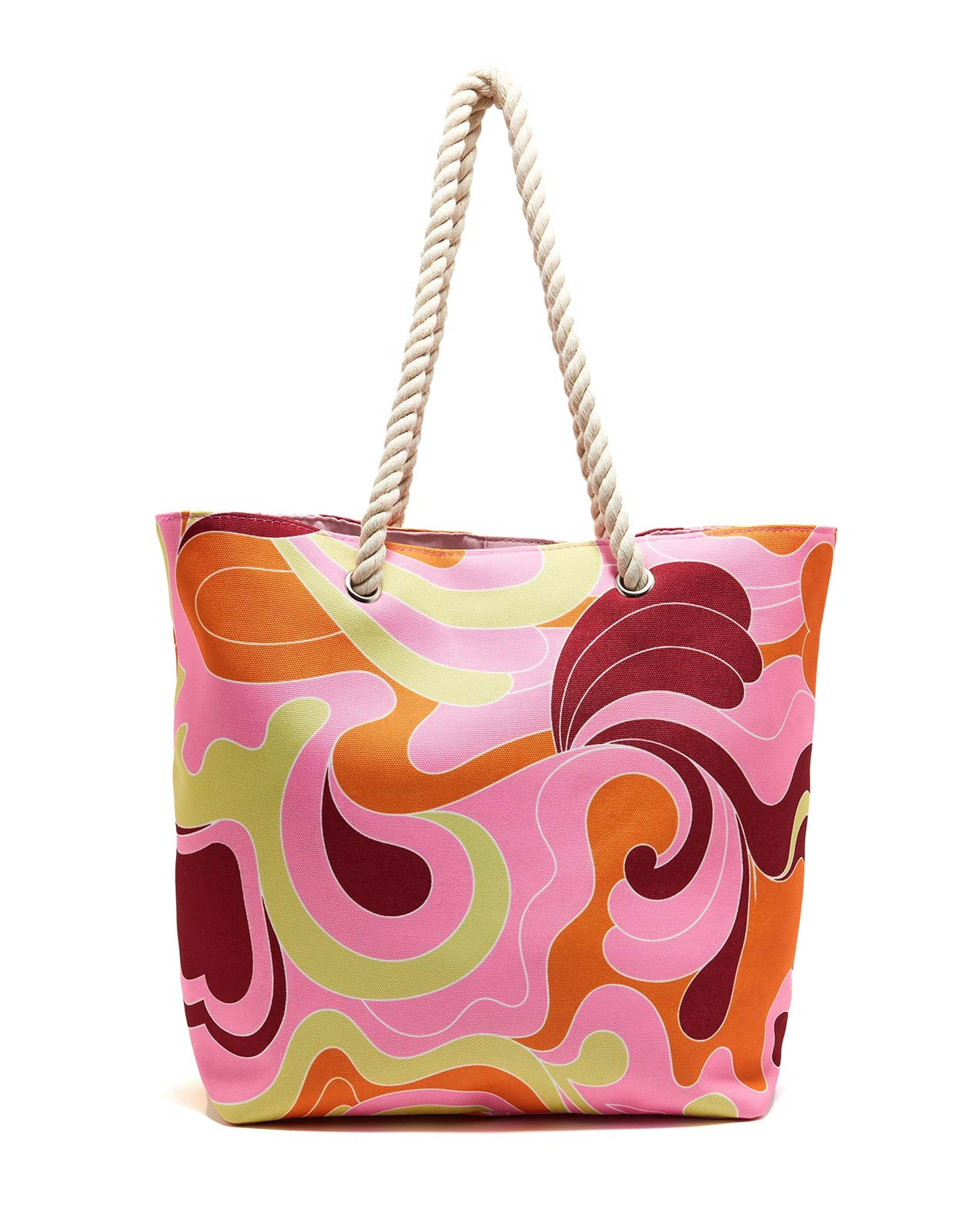 Patterned Canvas Beach Tote Bag