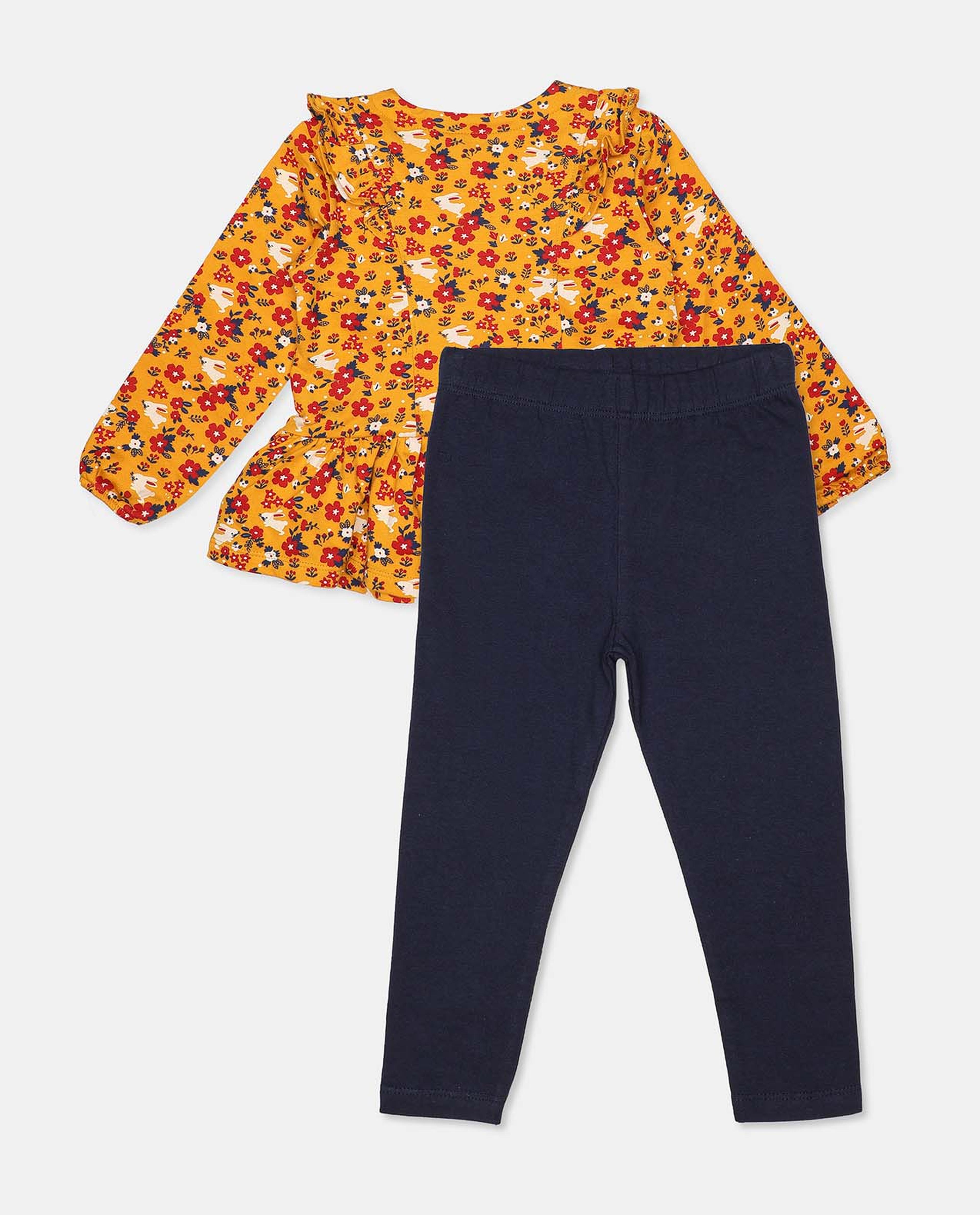 Solid and Printed Clothing Set