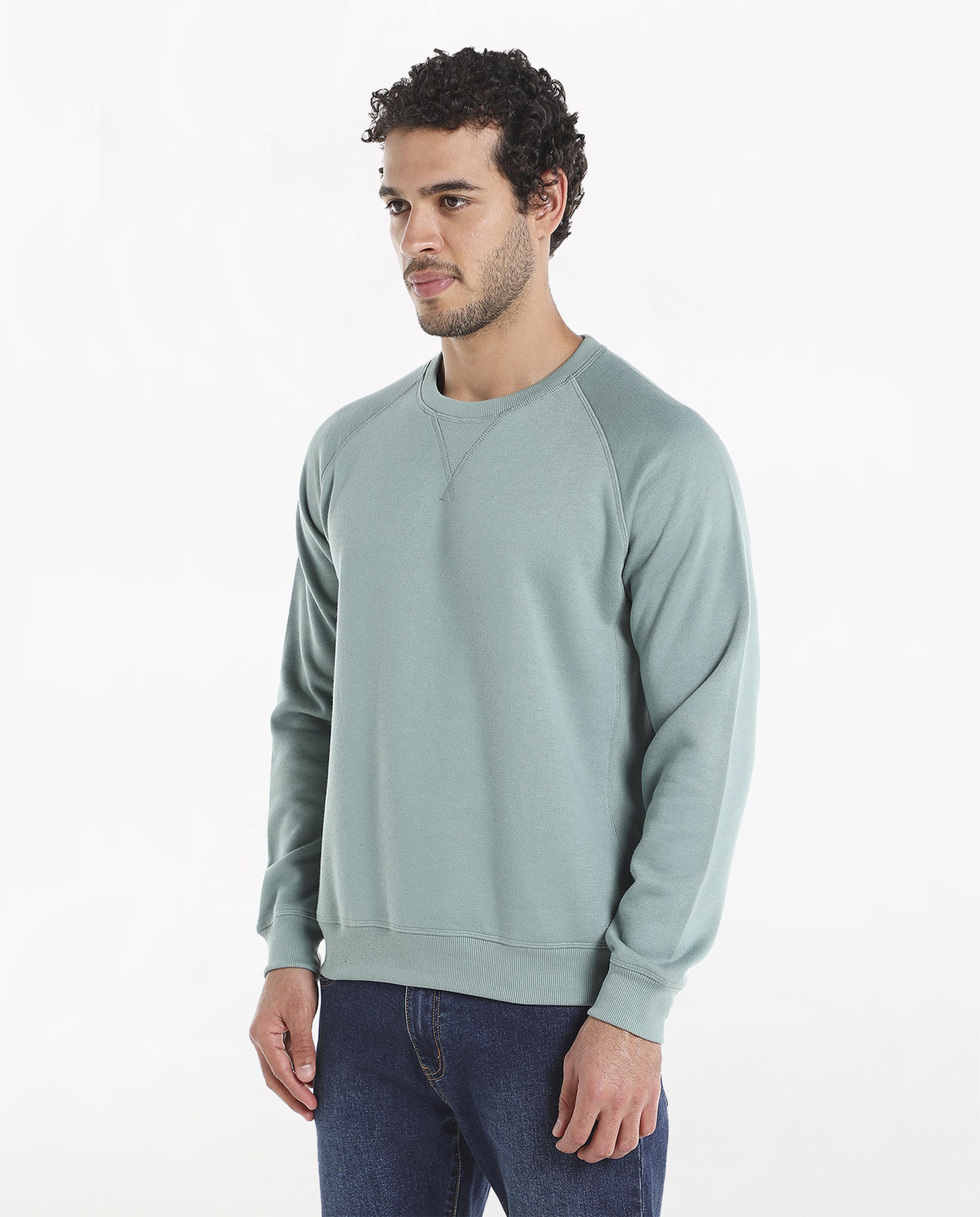 Solid Sweatshirt with Raglan Sleeves