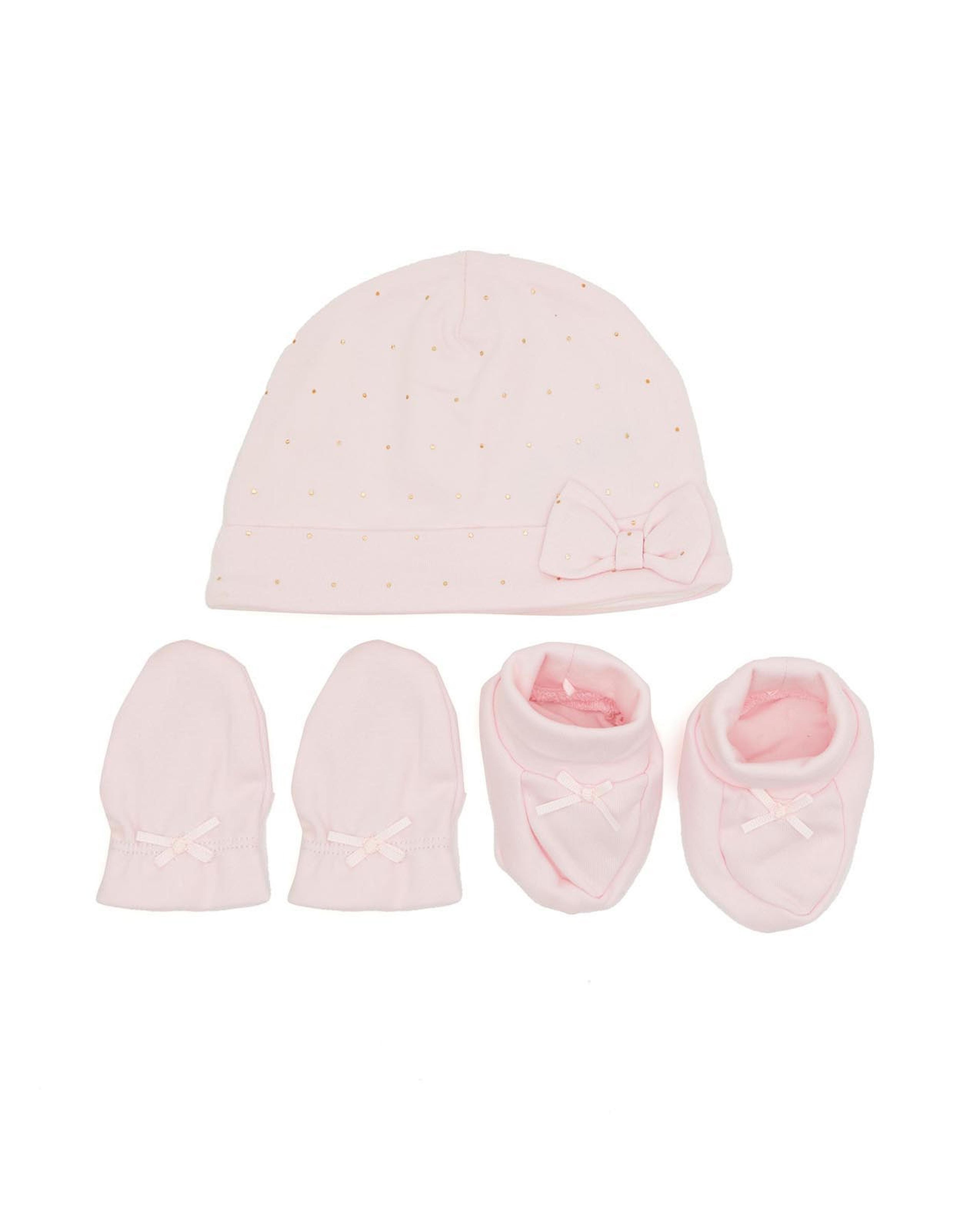 Solid Cap, Mittens and Booties Set
