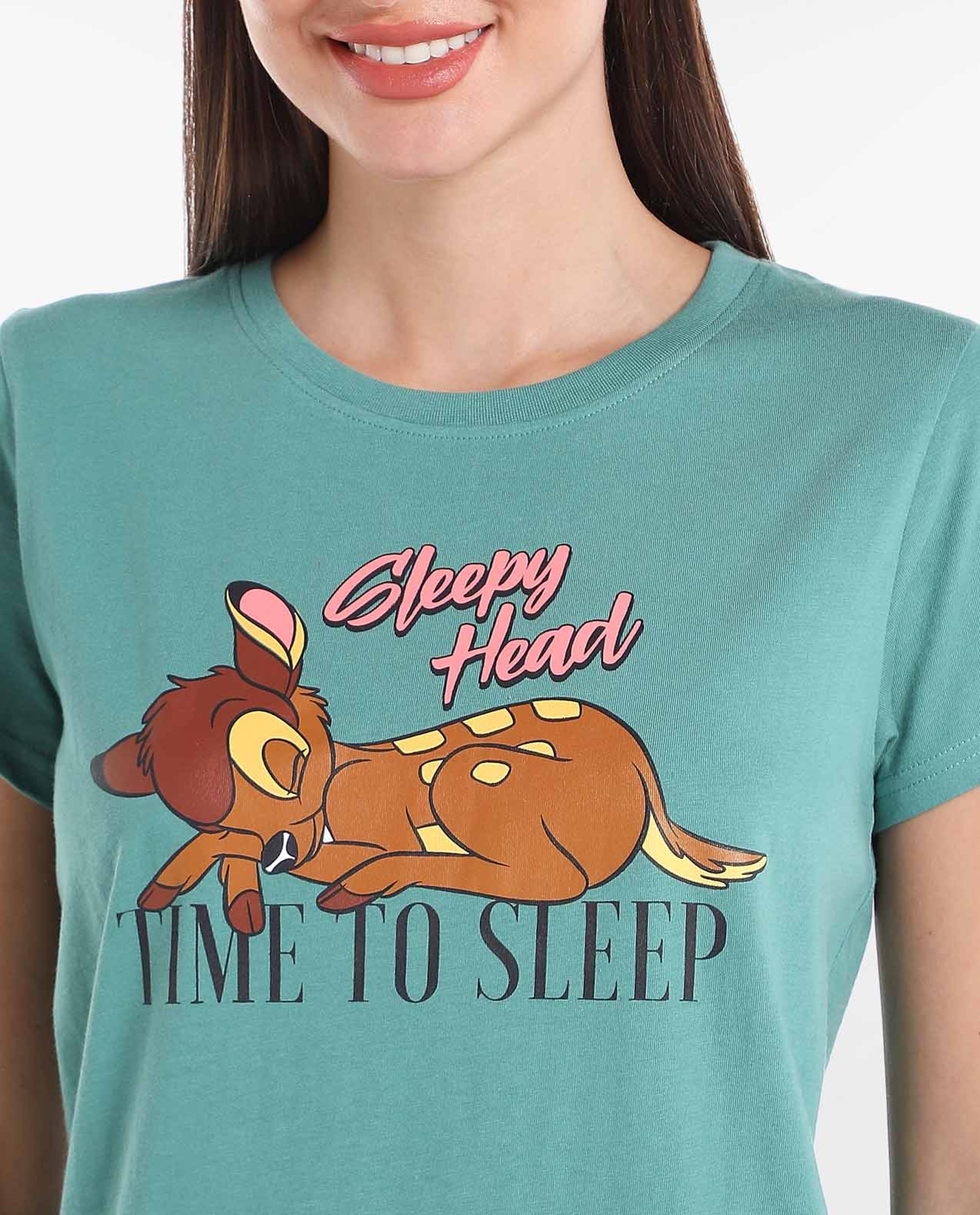 Printed T-Shirt and Pajama Night Suit Set