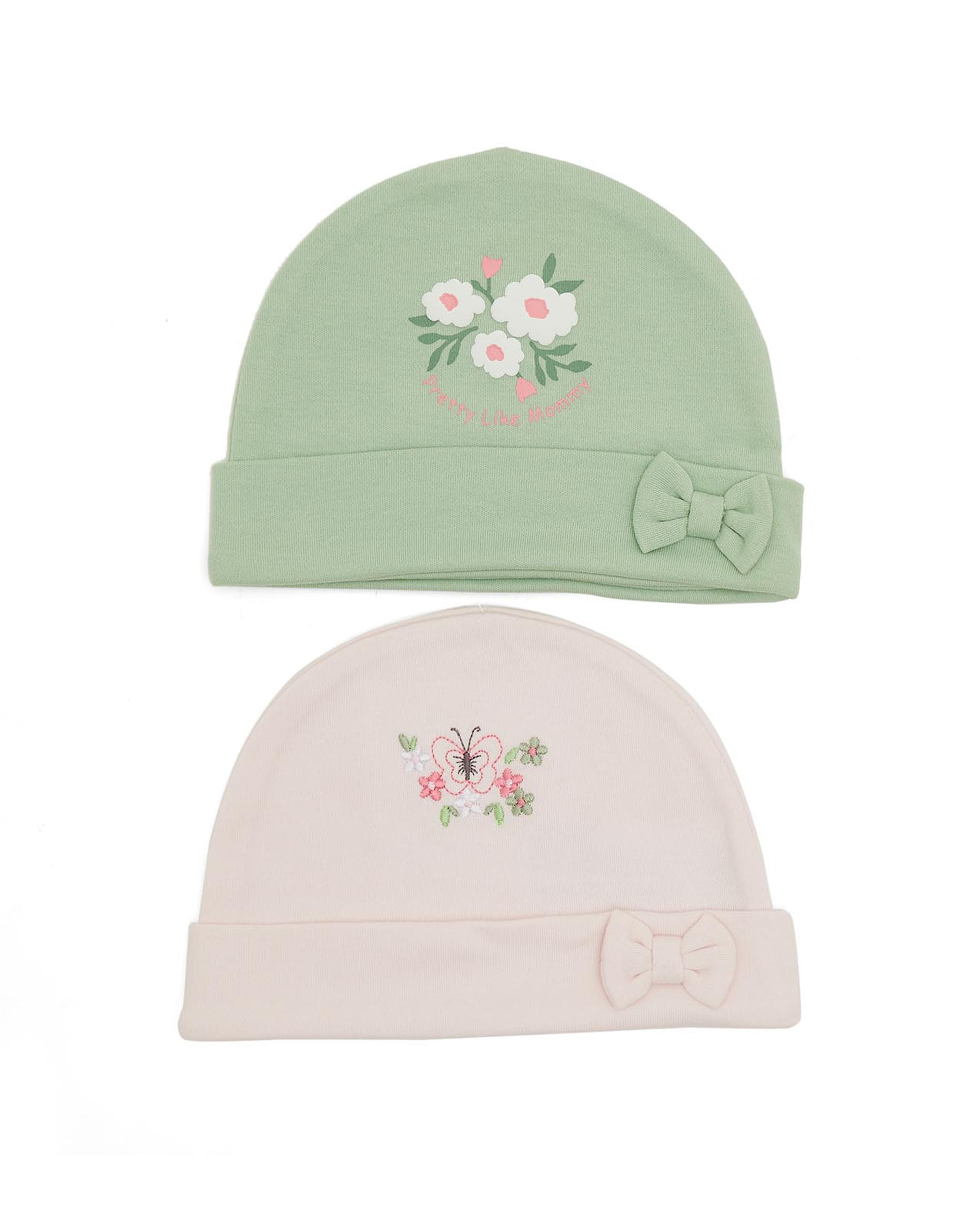 Pack of 2 Print Detailed Caps