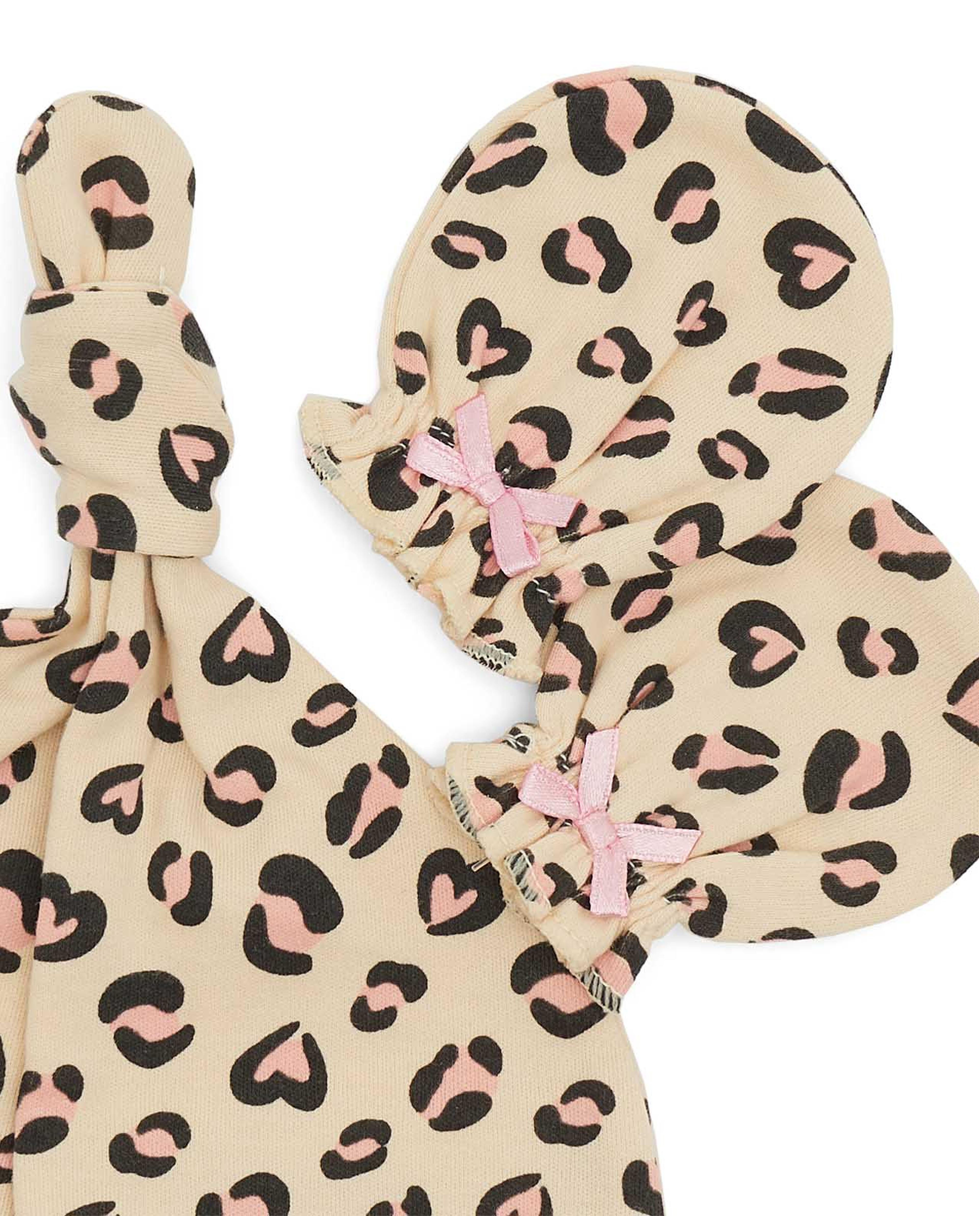 Printed Cap and Mittens Set