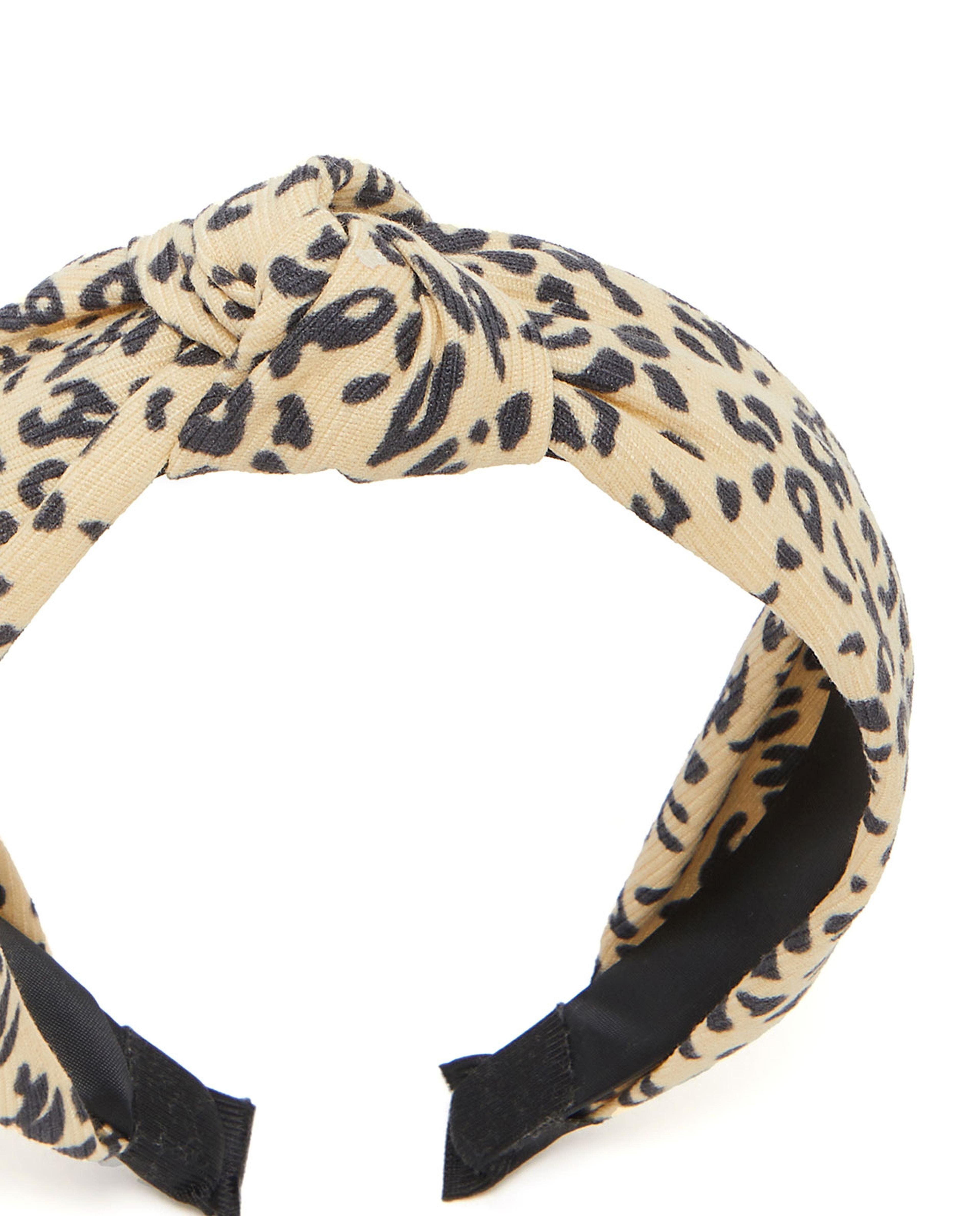 Knot Detailed Animal Print Headband