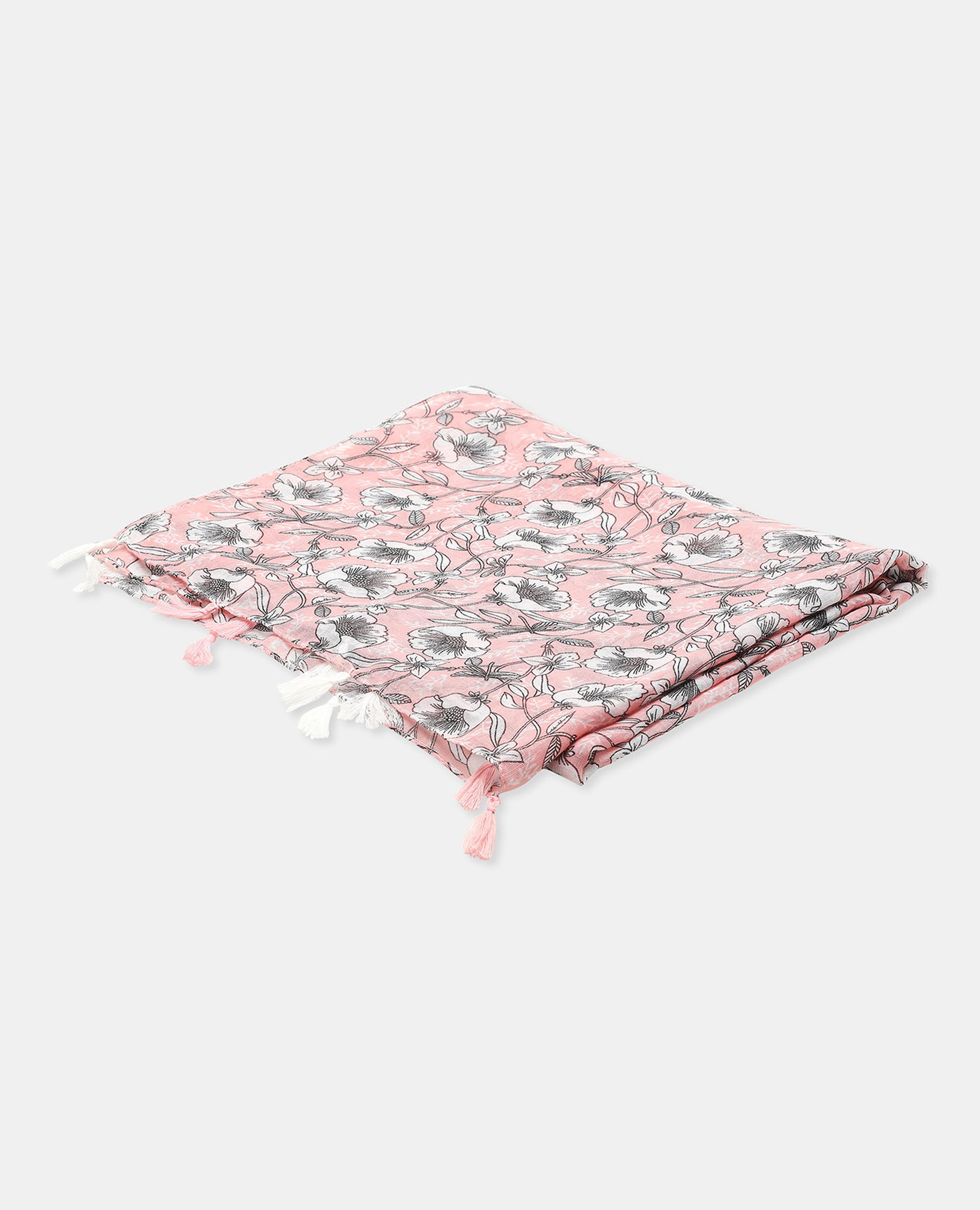 Floral Printed Scarf with Tassels