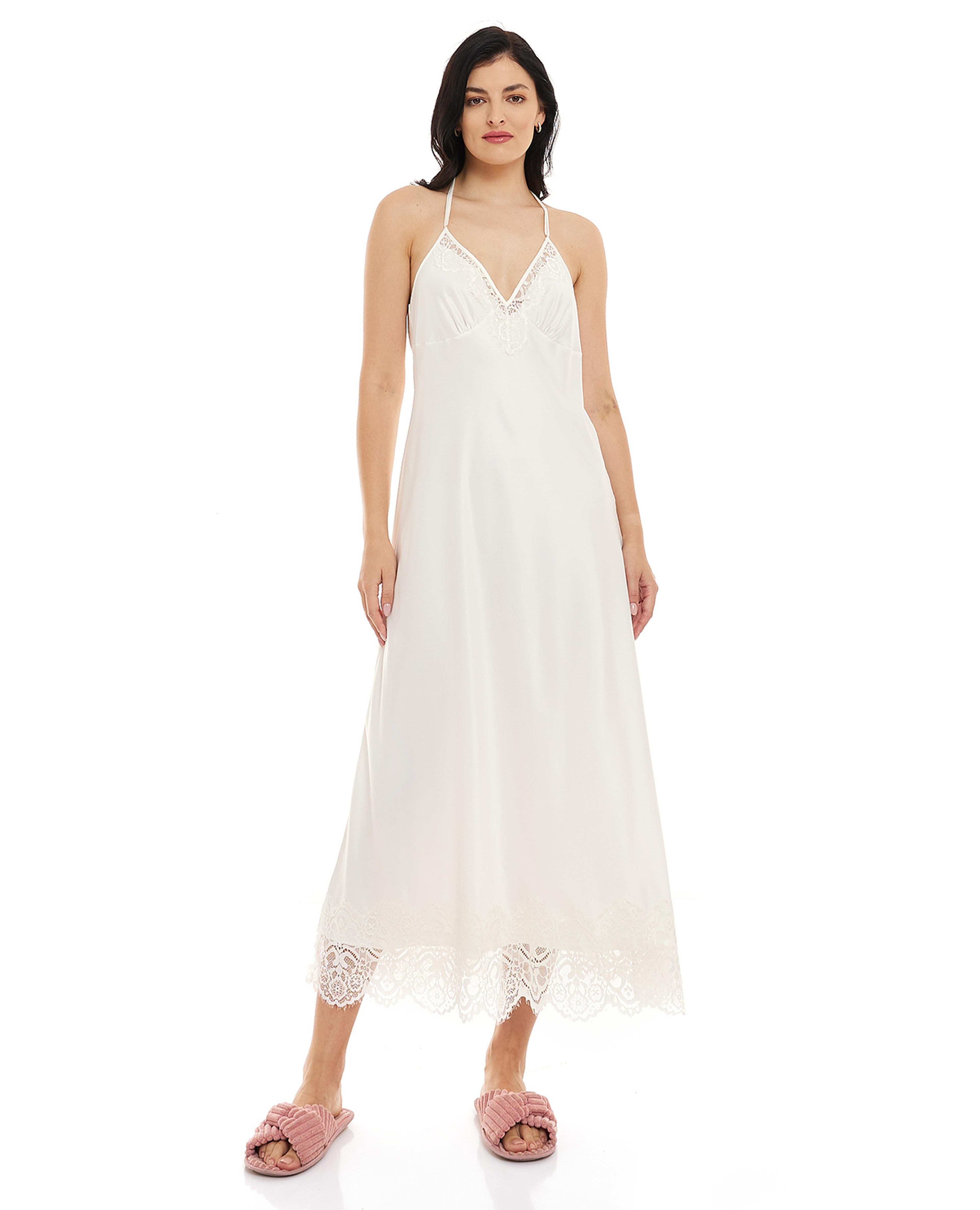 Solid Night Gown with Shoulder Straps