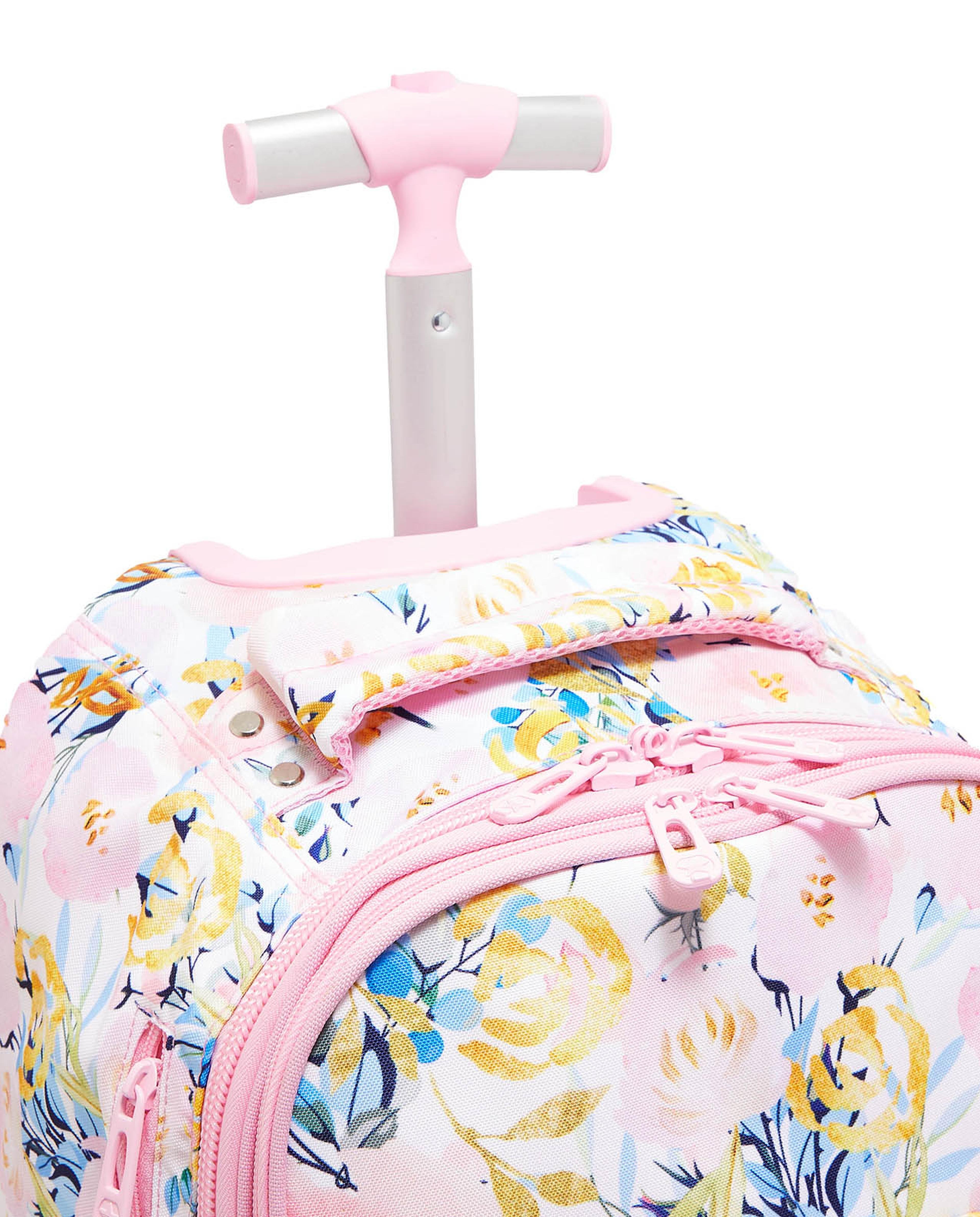 Printed Trolley Backpack with Pencil Case