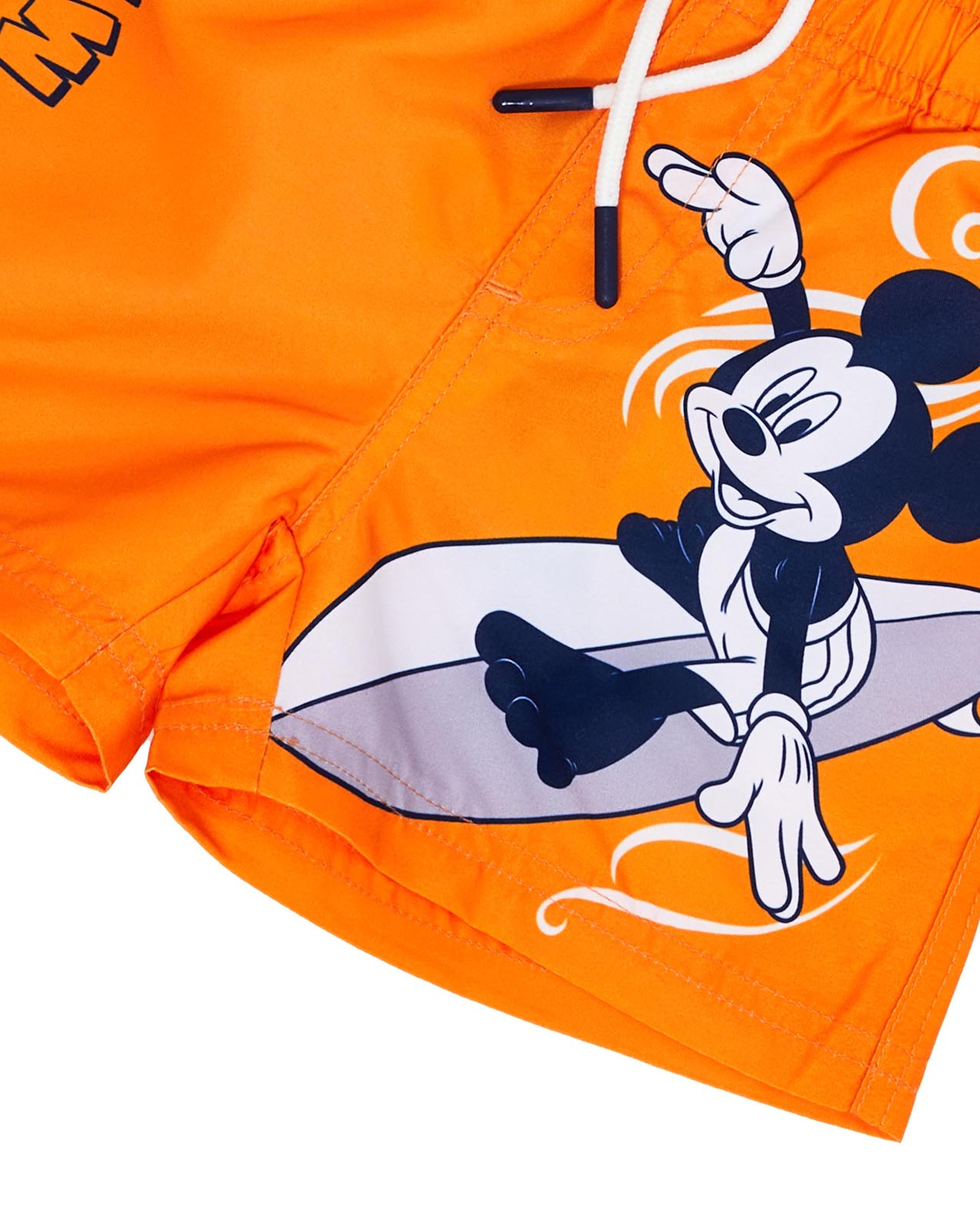 Mickey Mouse Print Swim Shorts with Drawstring Waist