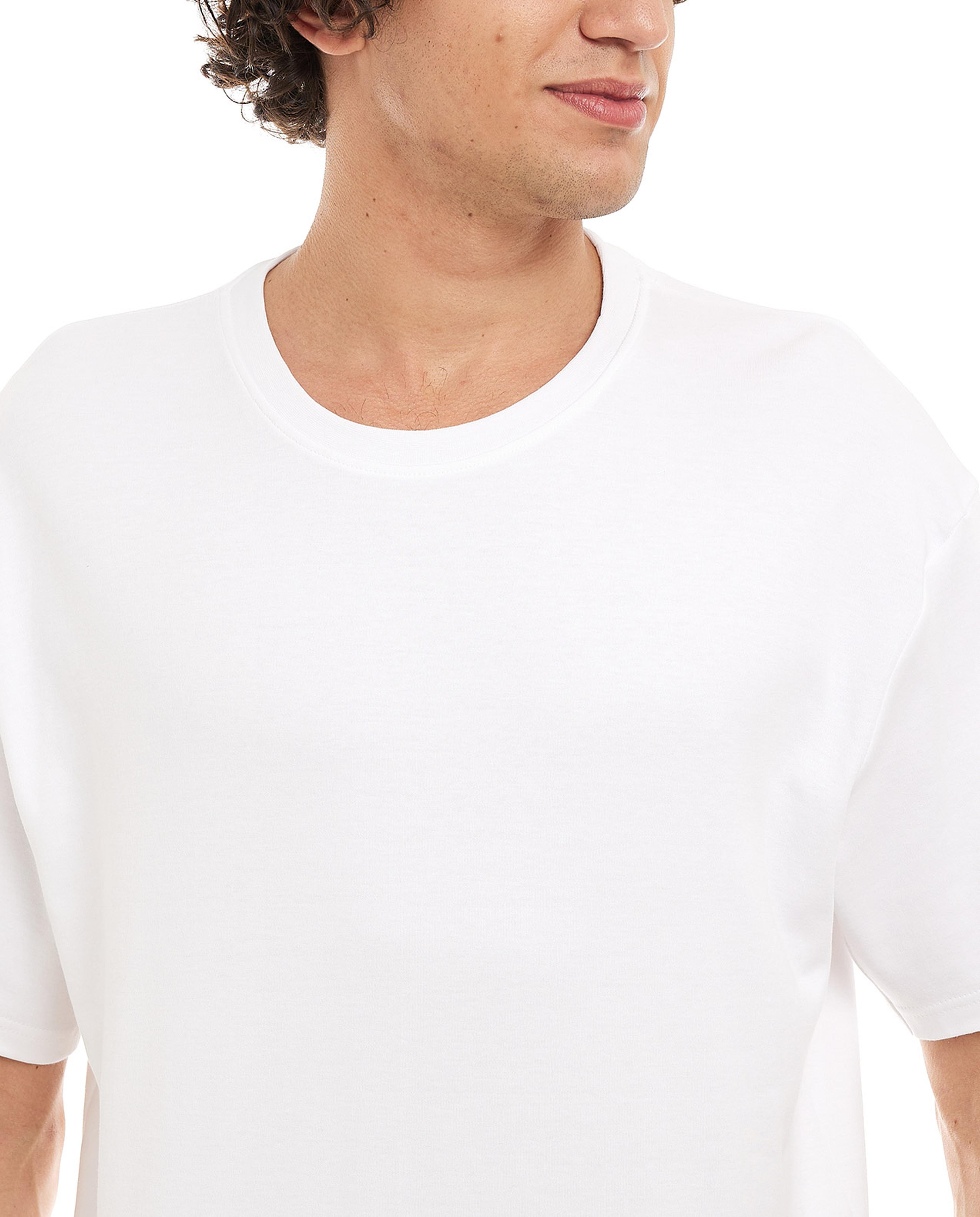 Solid Boxy T-Shirt with Crew Neck and Short Sleeves