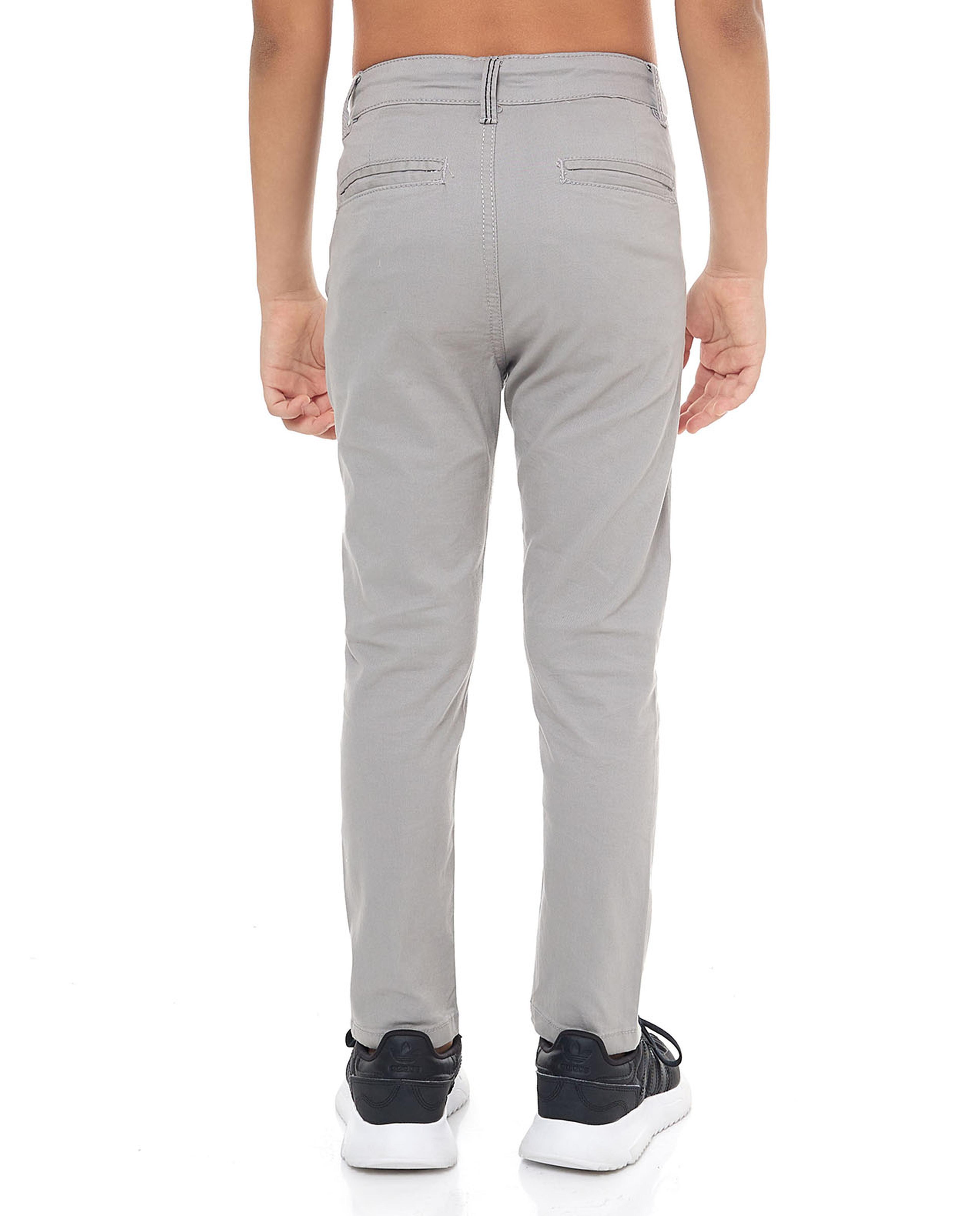 Solid Trousers with Button Closure