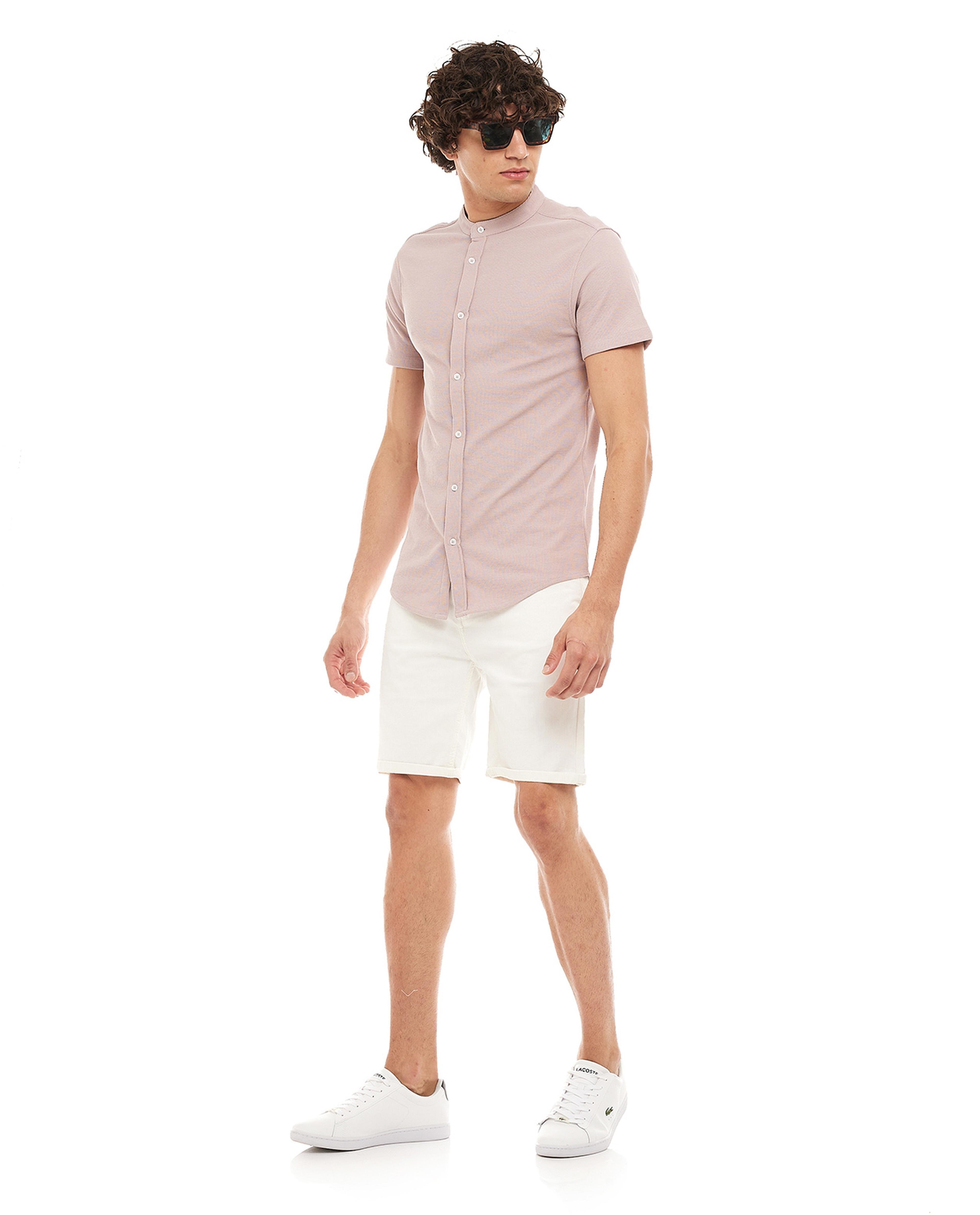 Solid Shorts with Button Closure