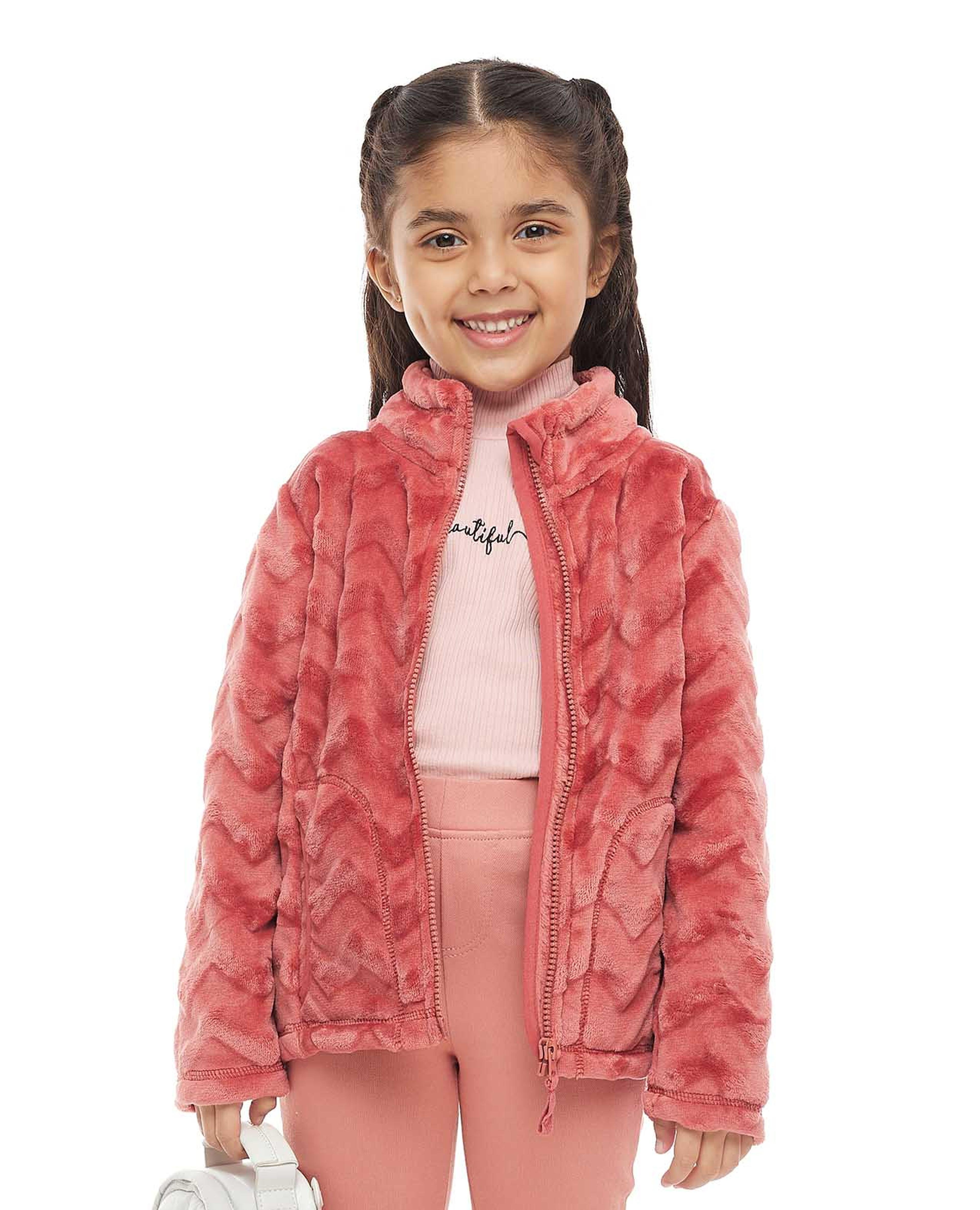 Plush Jacket with Zipper Front