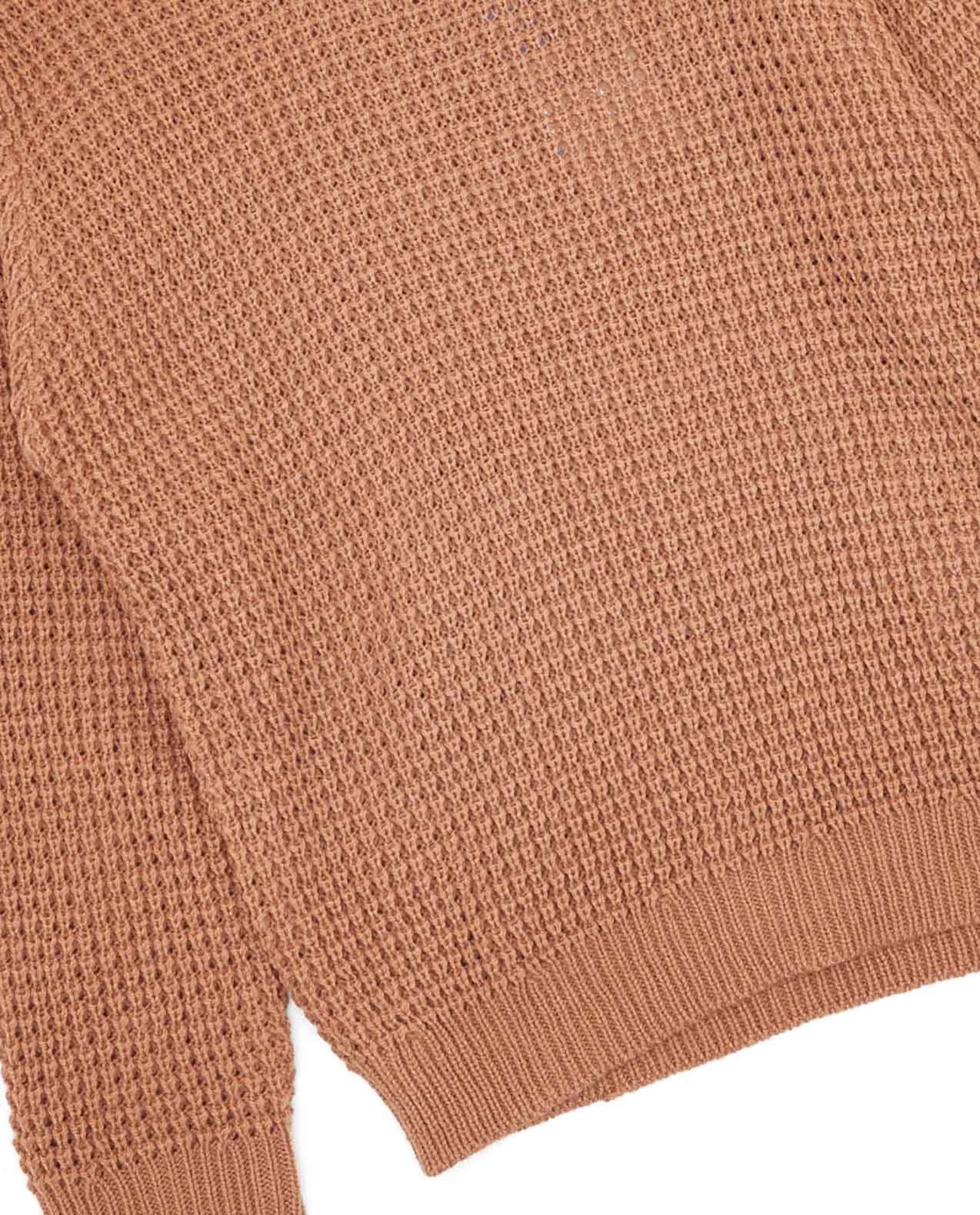Waffle Textured Sweater with Long Sleeves