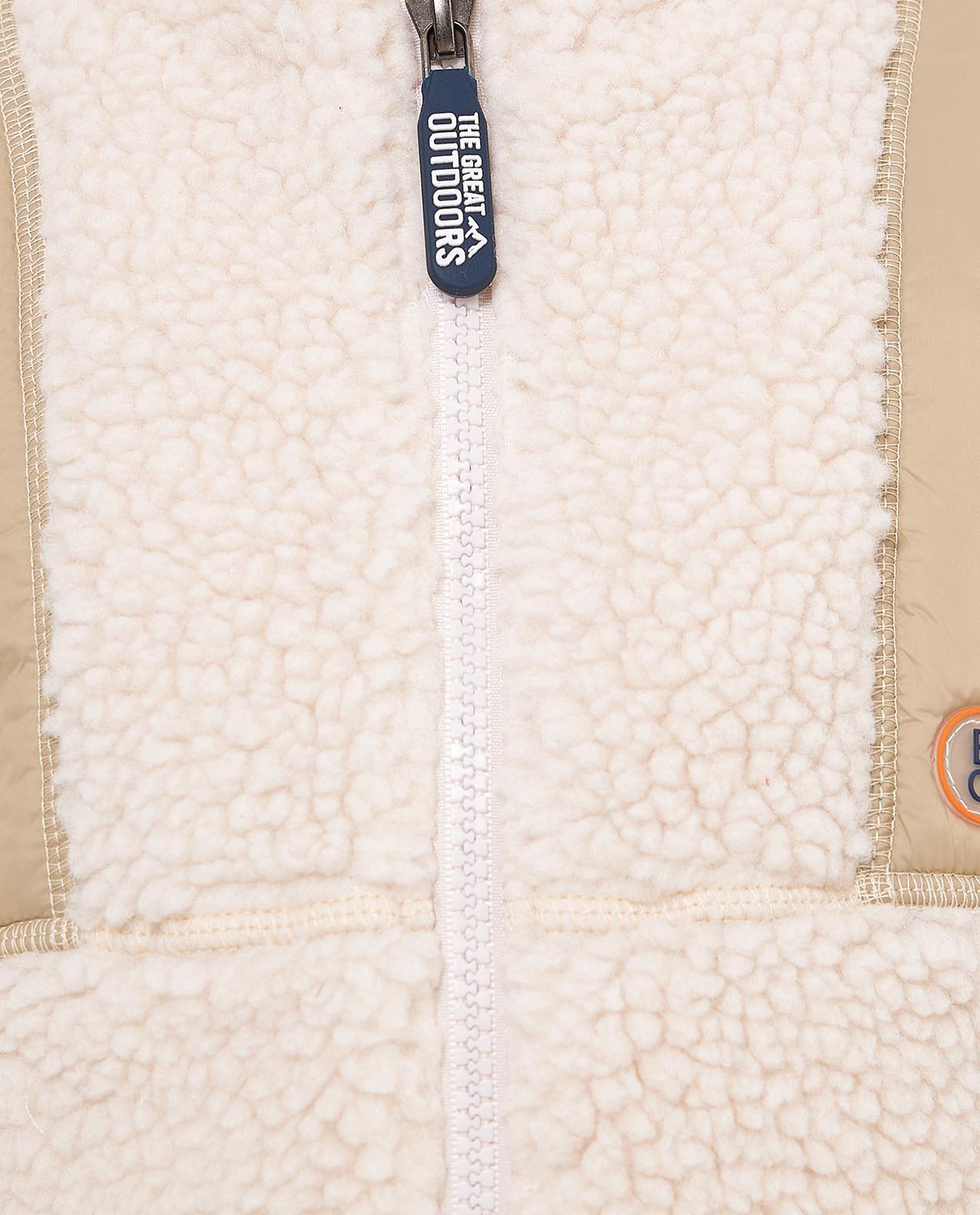 Color Block Sherpa Jacket with Zipper Closure