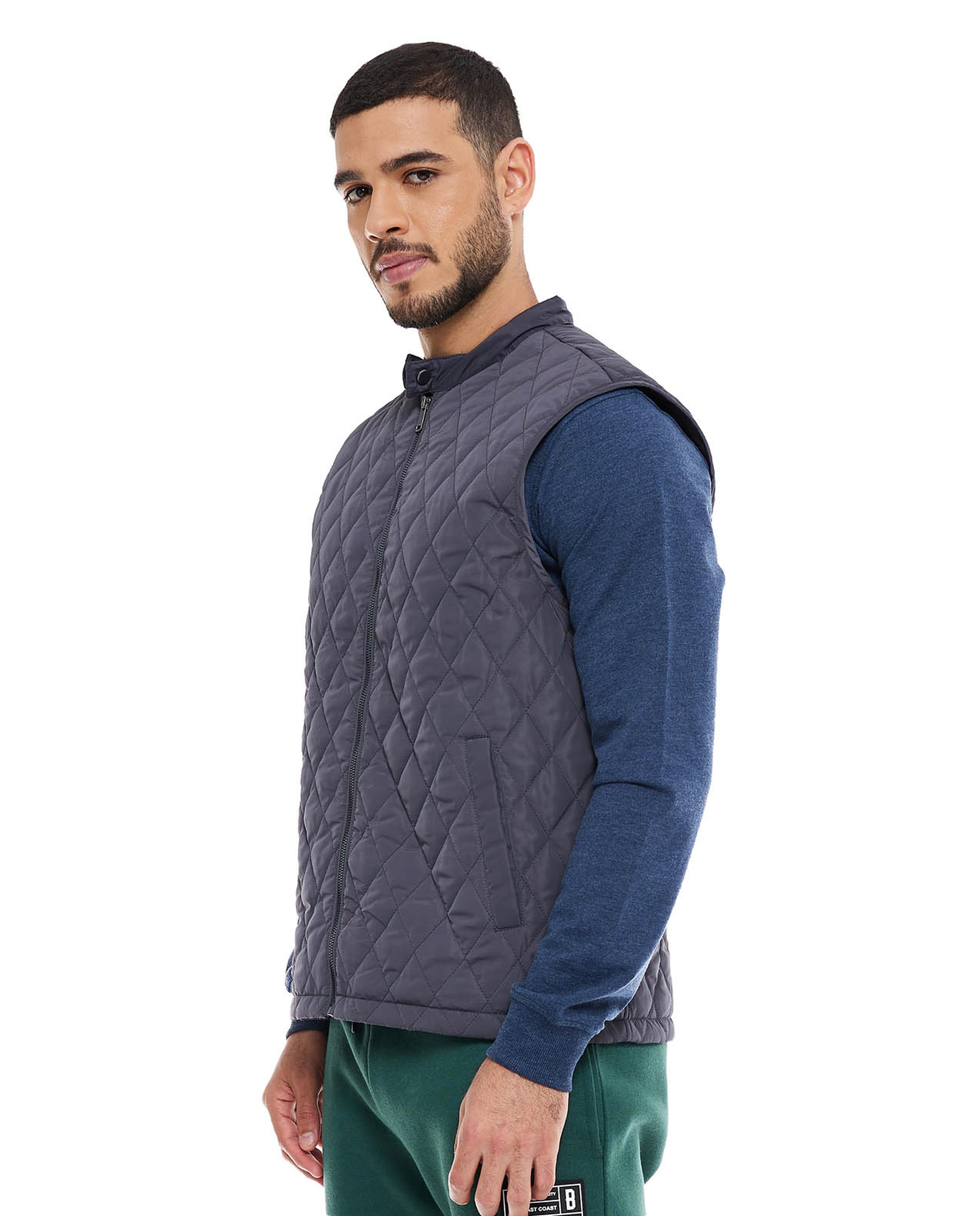 Quilted Vest Jacket with Zipper Front