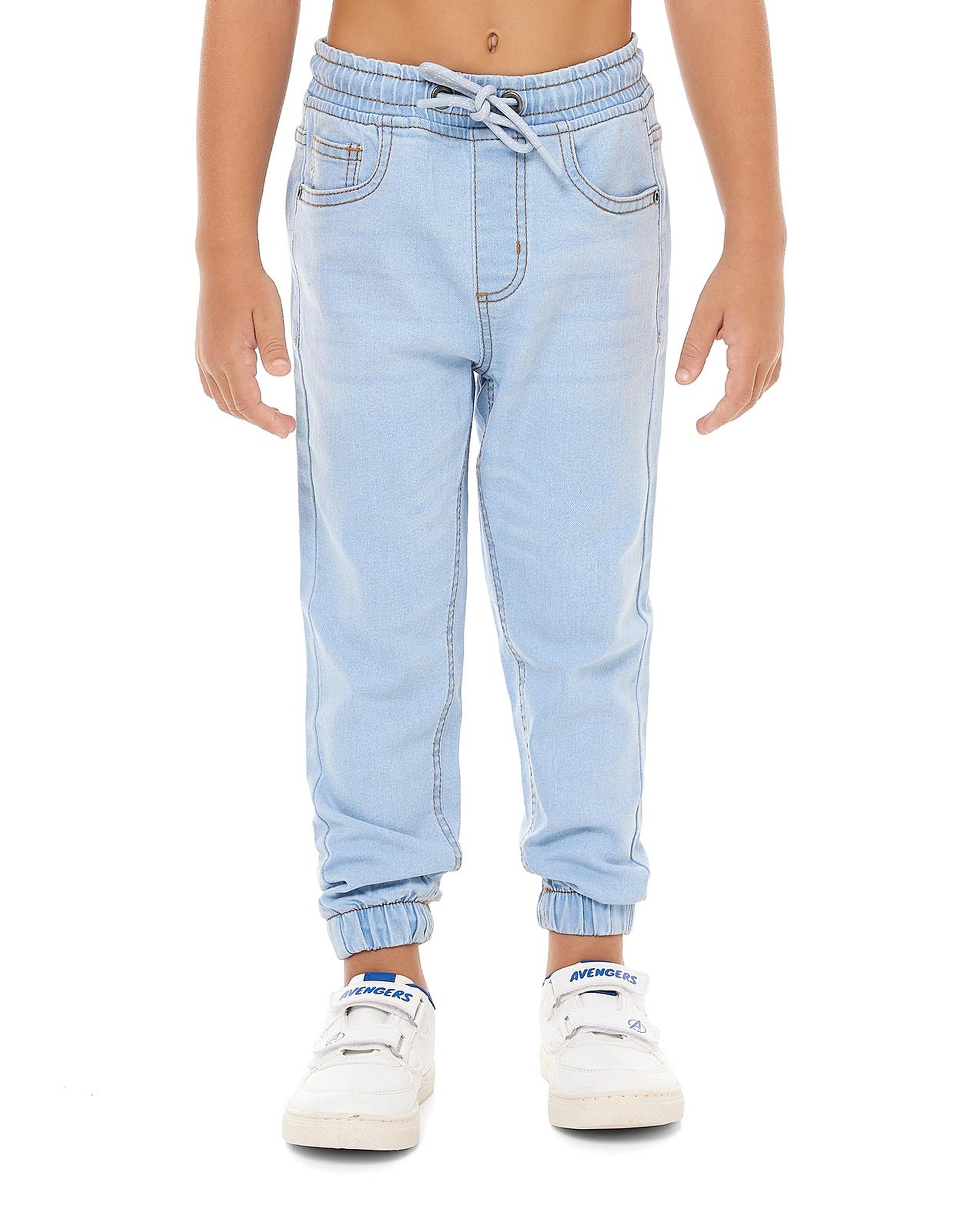 Faded Jogger Jeans with Drawstring Waist