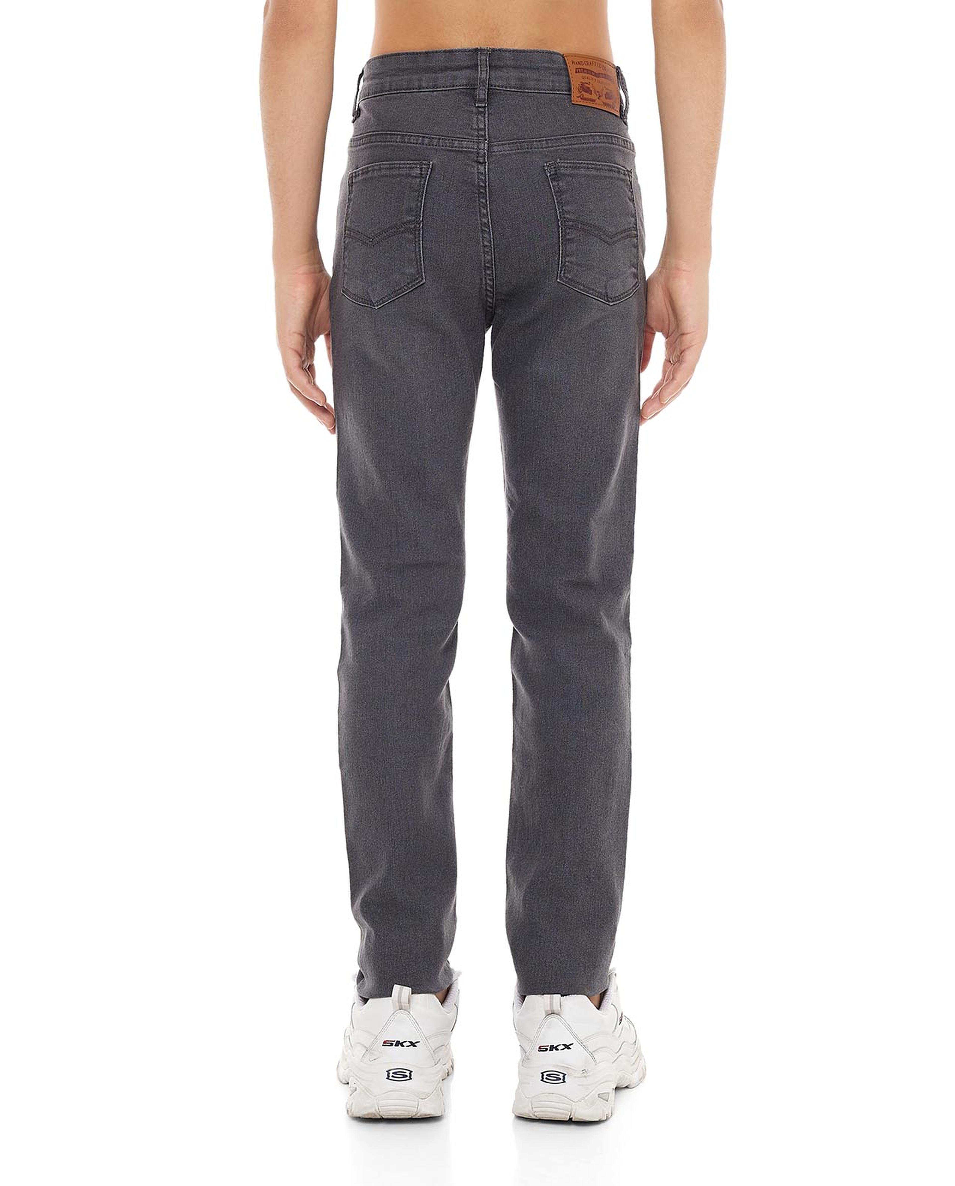 Washed Standard Fit Jeans with Button Closure