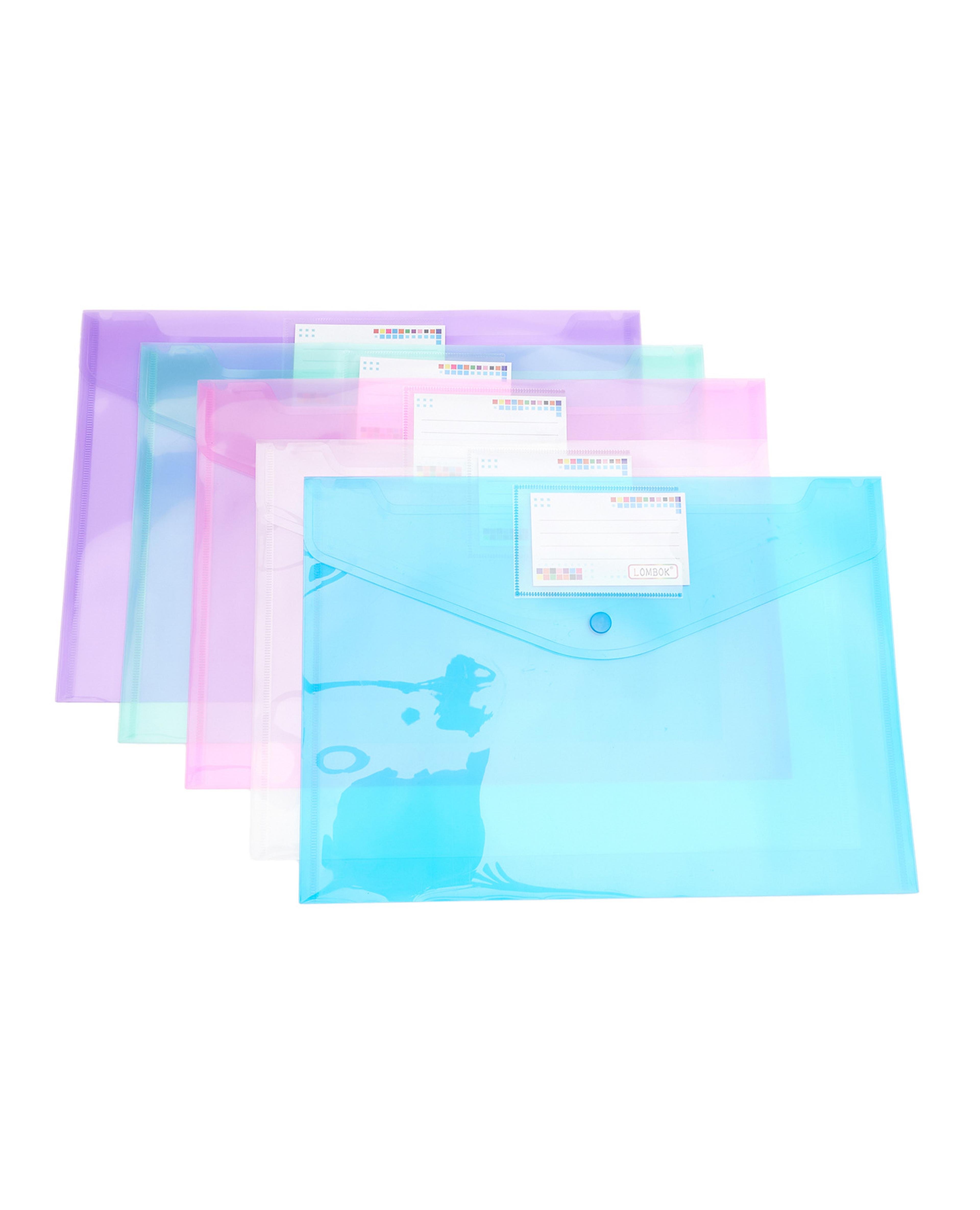 Pack of 5 Transparent Document Folders