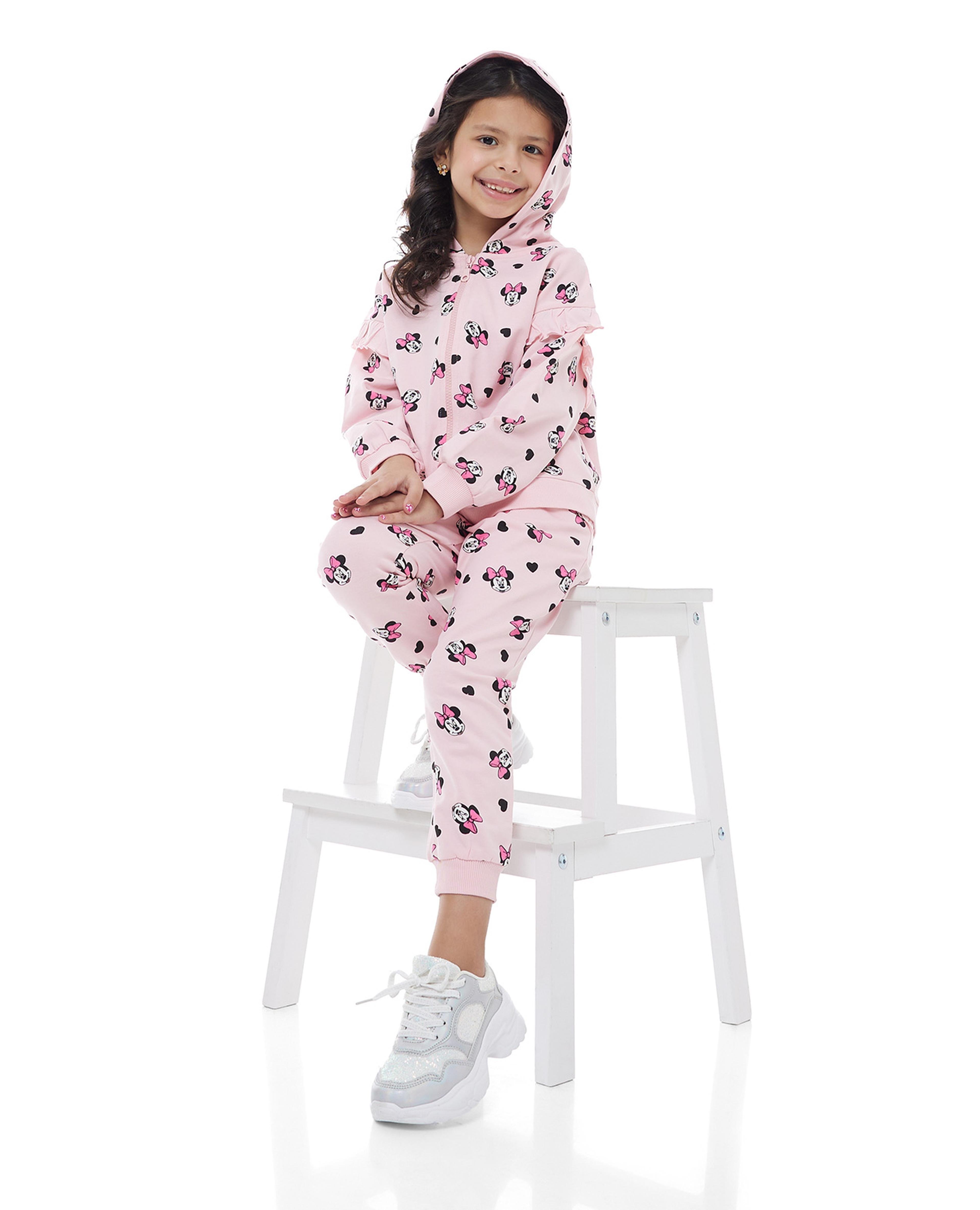Minnie Mouse Print Hooded Clothing Set
