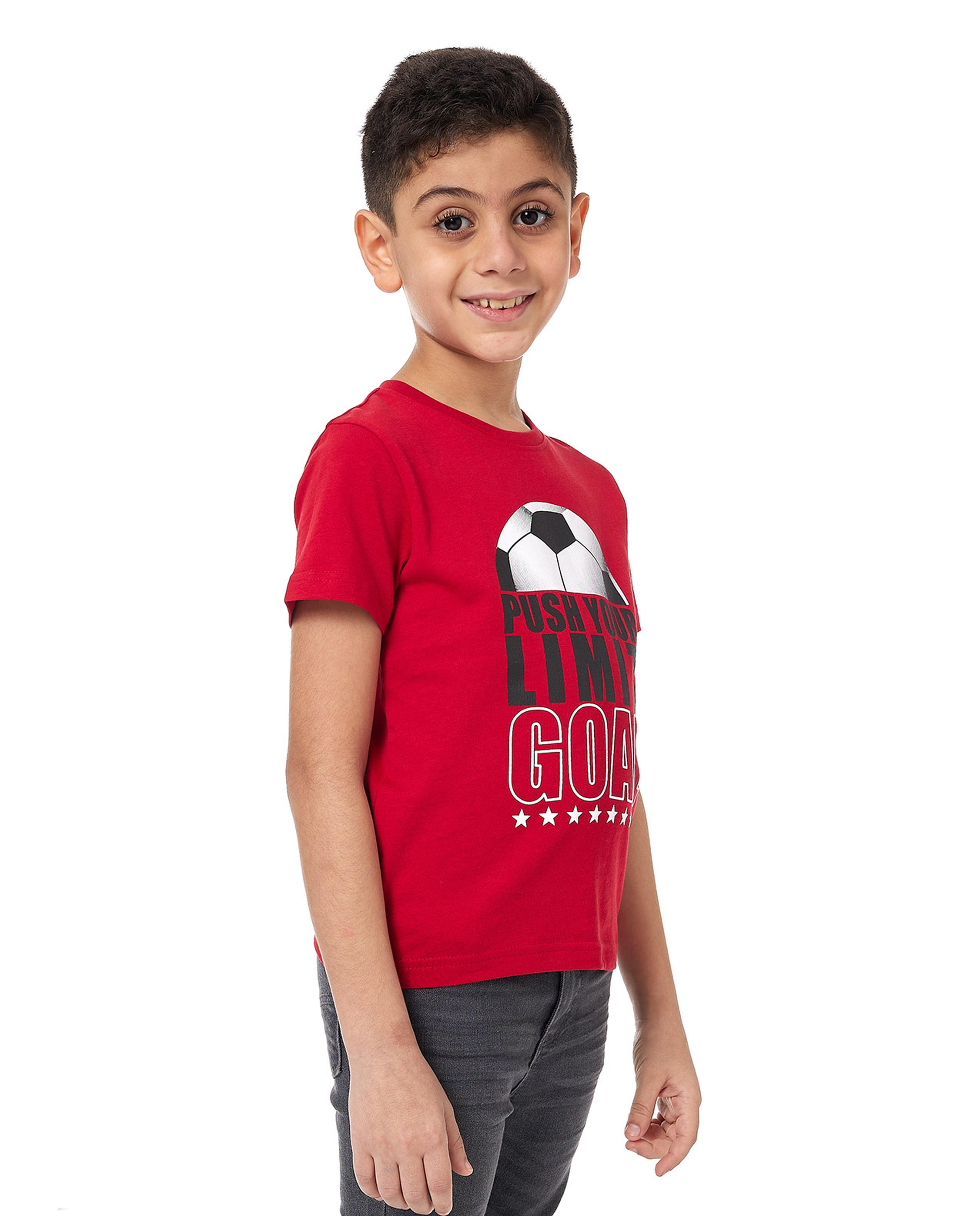 Graphic Print T-Shirt with Crew Neck and Short Sleeves