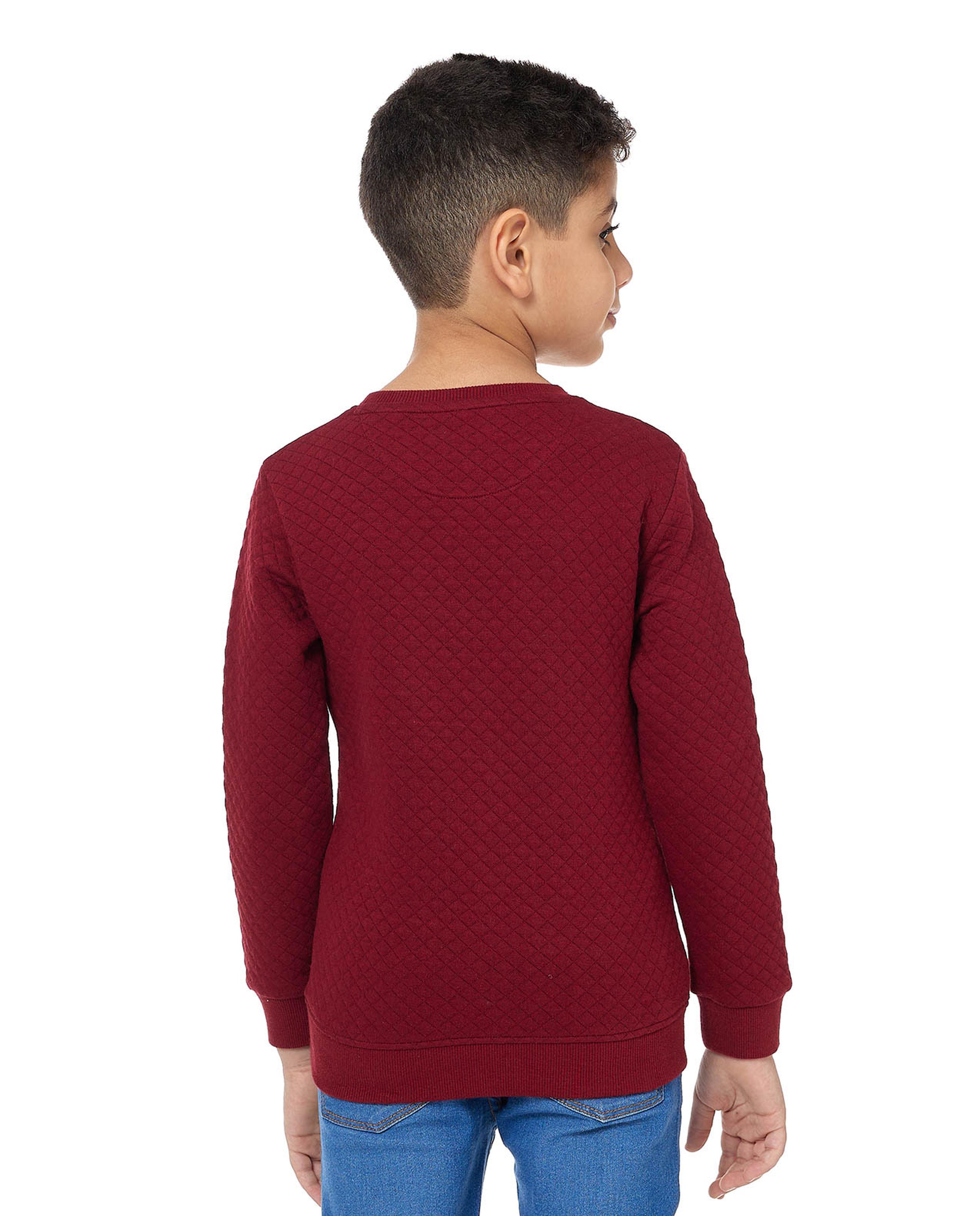 Quilted Sweatshirt with Crew Neck and Long Sleeves